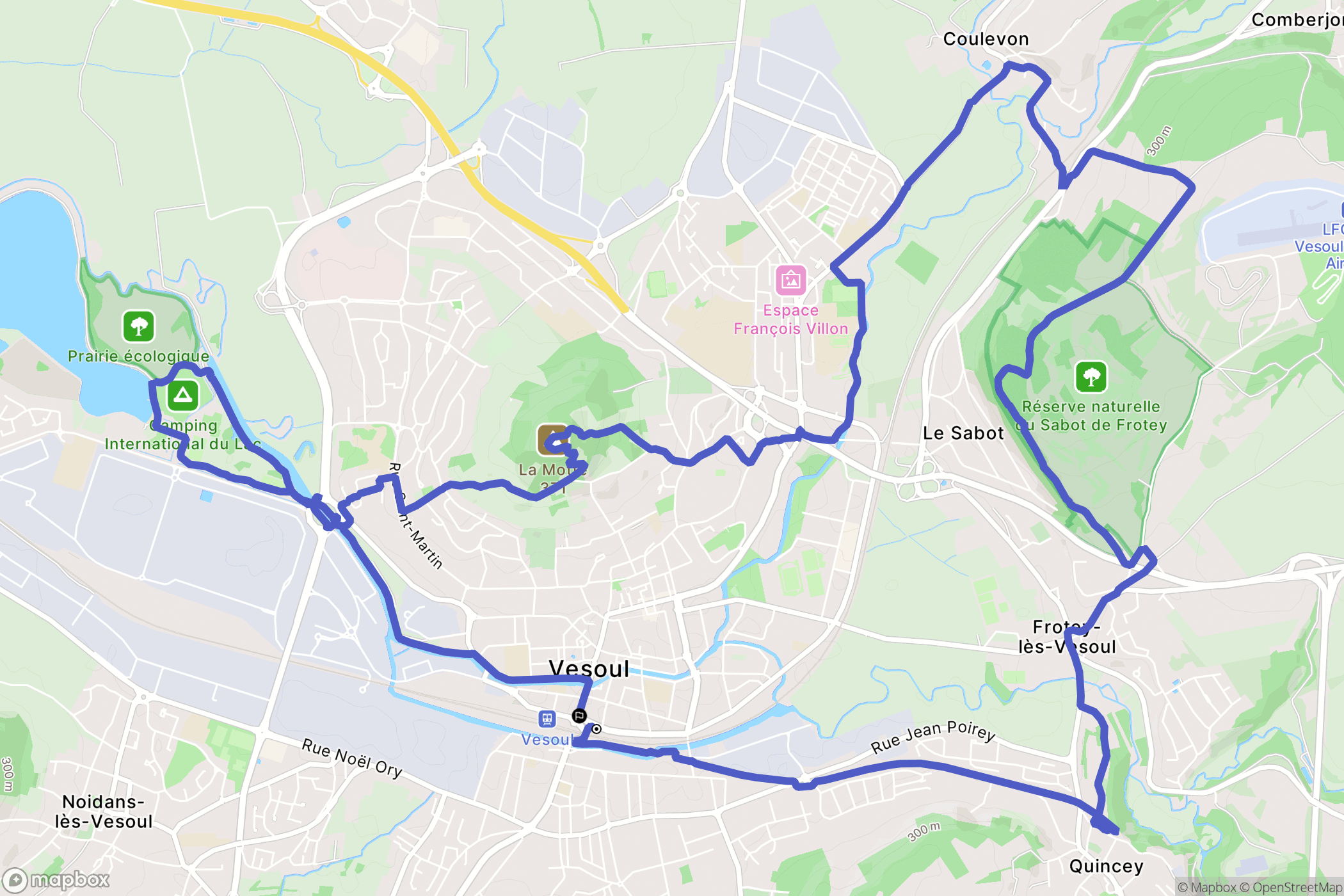 Vesoul : carte du parcours de randonnée - France