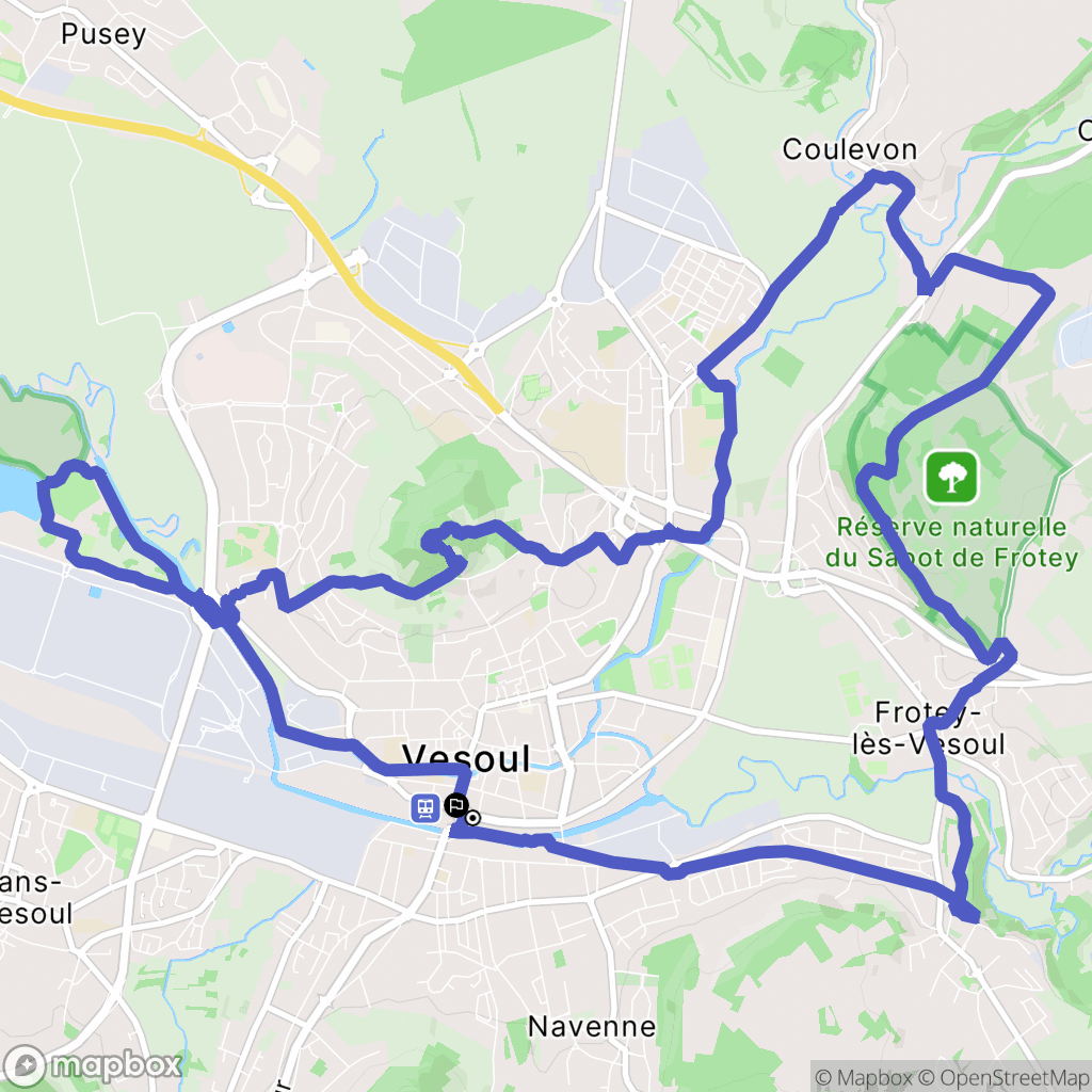 Vesoul : carte du parcours de randonnée - France