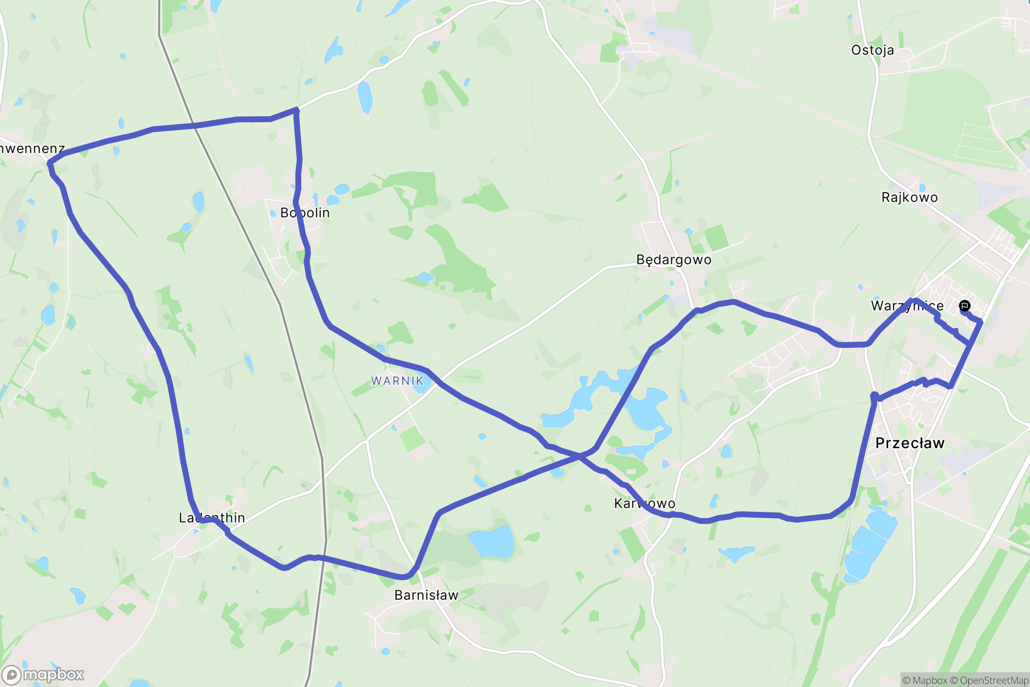 Warzymice: mapa trasy - Poland