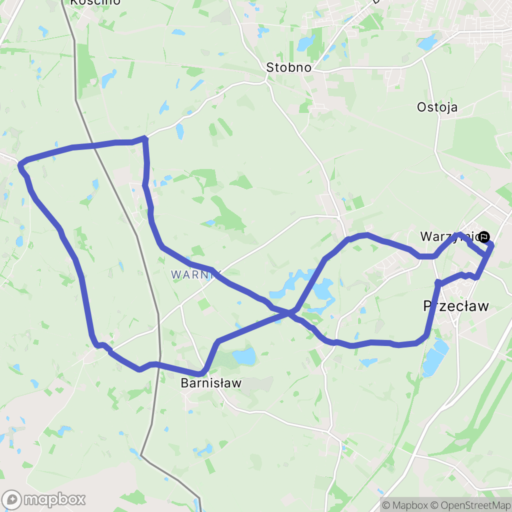 Warzymice: mapa trasy - Poland