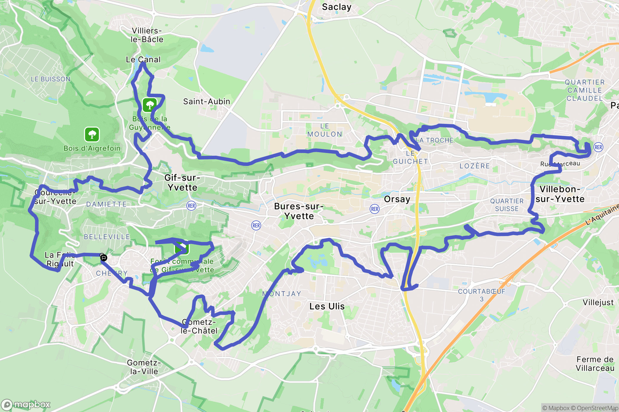 Gometz-la-Ville : carte du parcours de randonnée - France