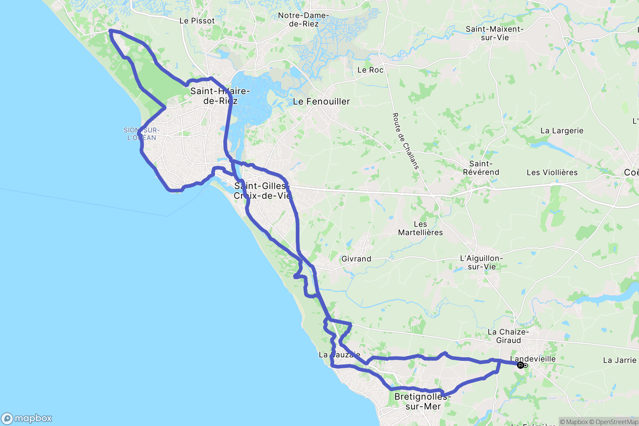 Landevieille : carte du parcours de randonnée - France