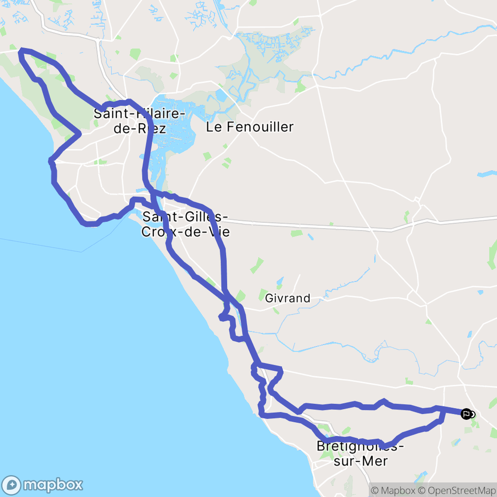 Landevieille : carte du parcours de randonnée - France