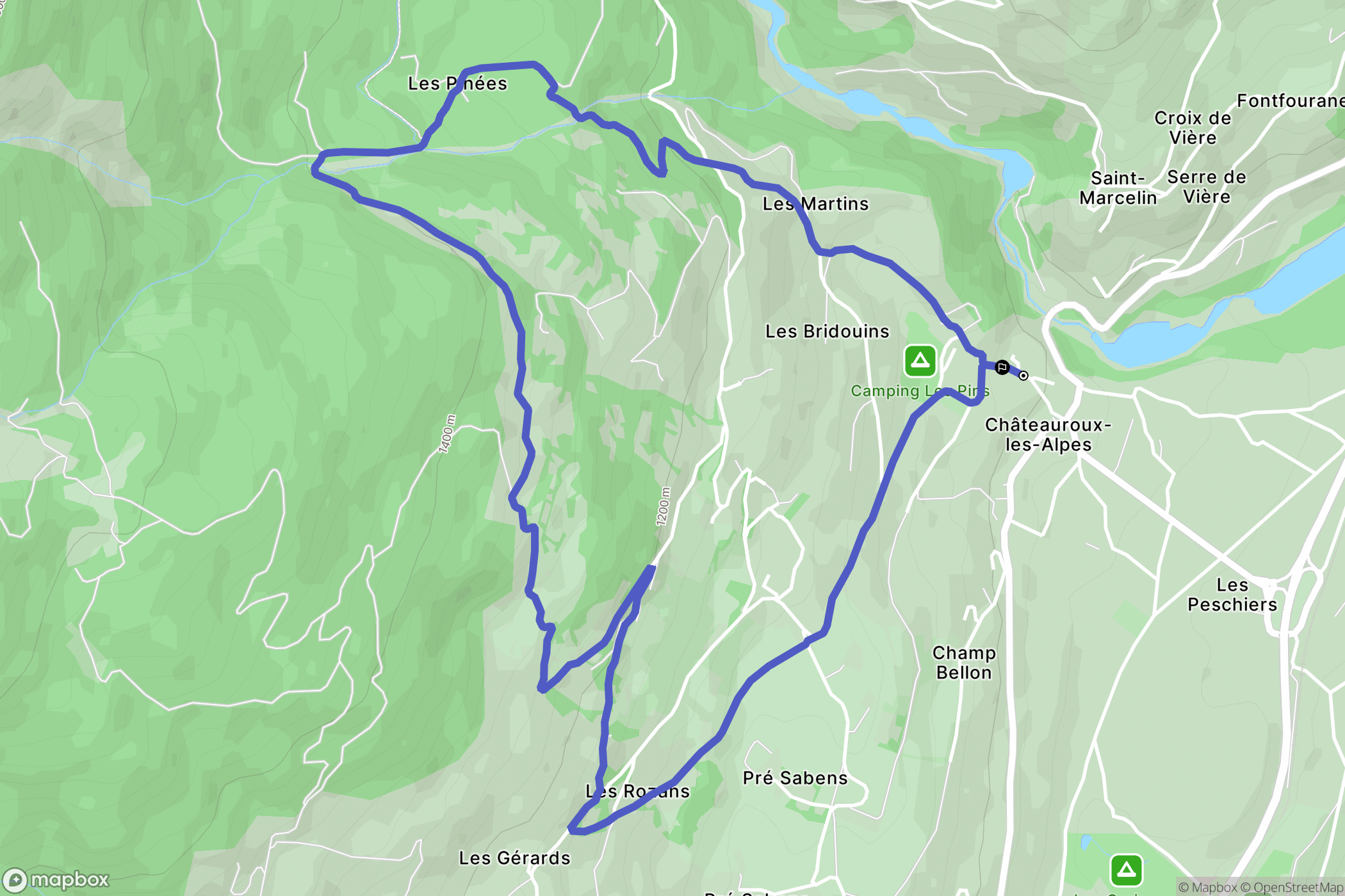 Châteauroux-les-Alpes : carte du parcours de randonnée - France