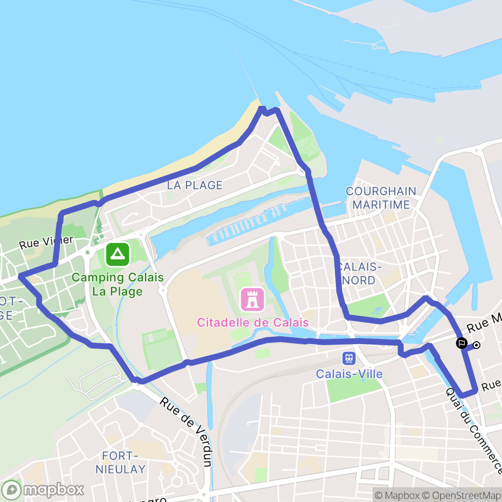 Calais : carte du parcours de randonnée - France
