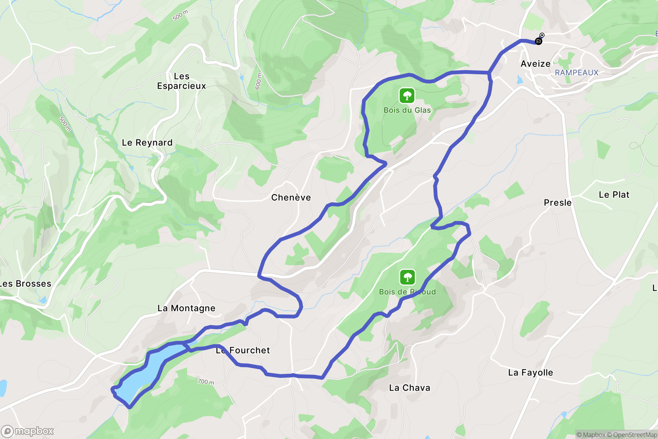 Aveize : carte du parcours de randonnée - France
