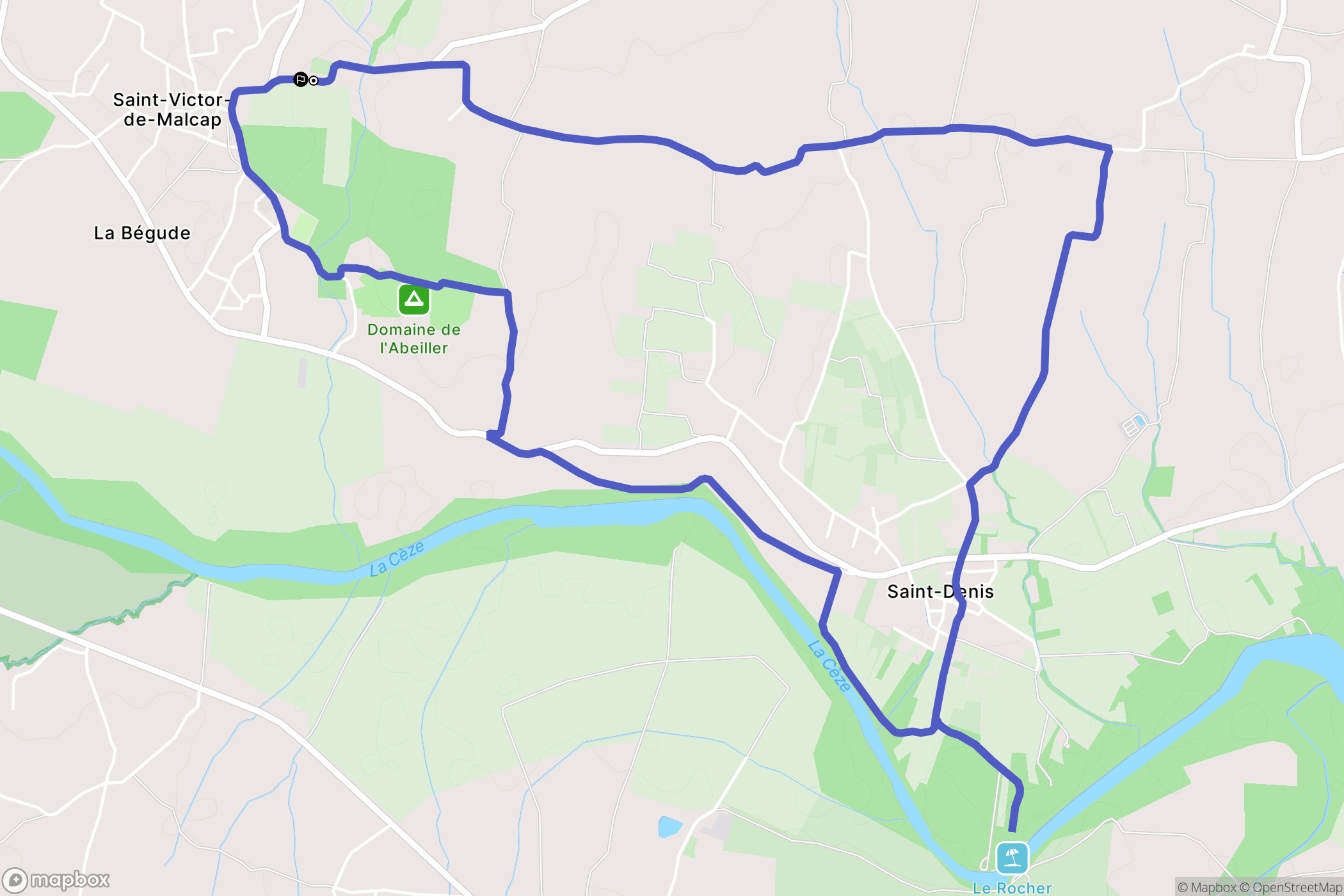 Saint-Victor-de-Malcap : carte du parcours de randonnée - France