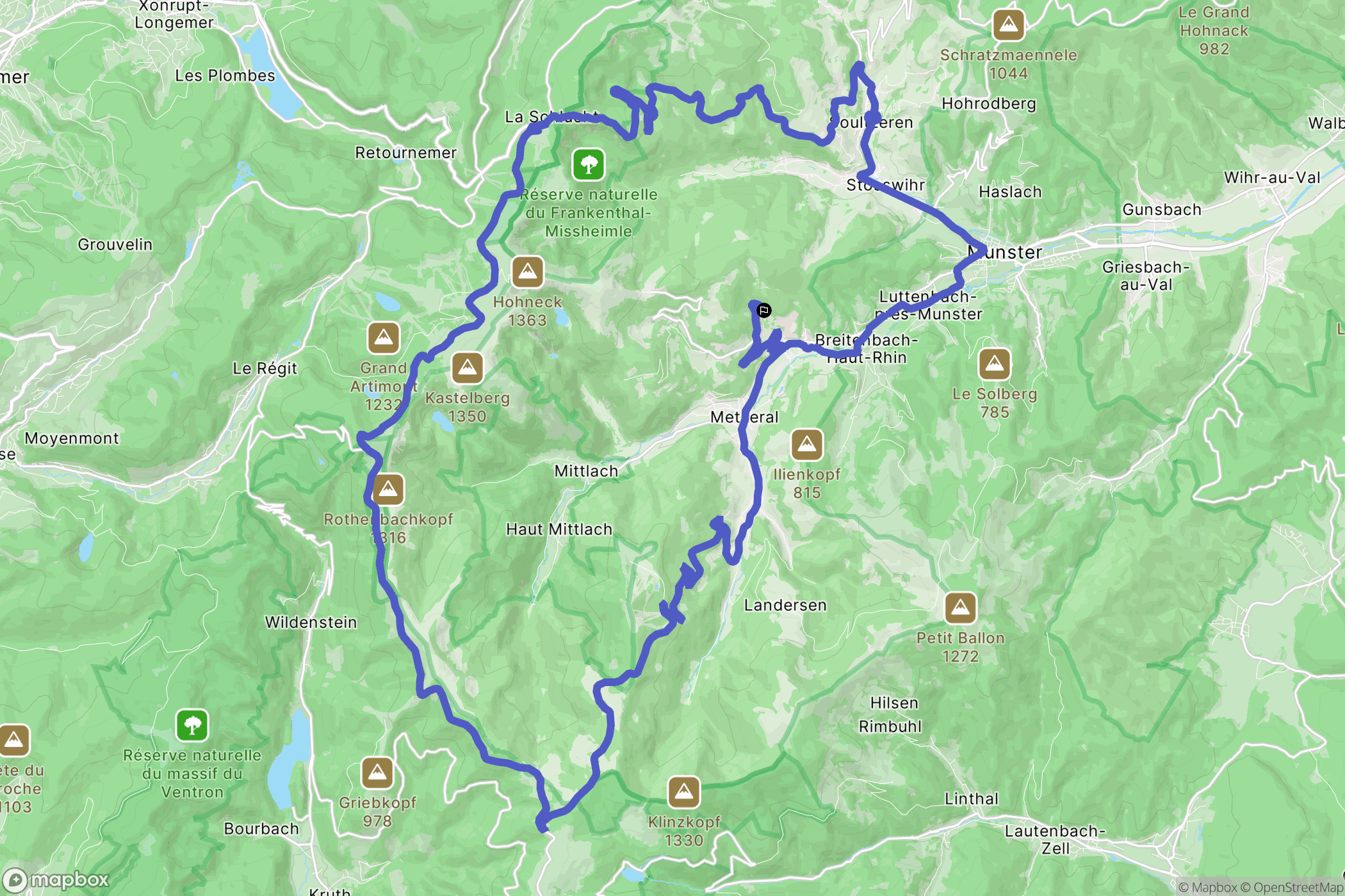 Muhlbach-sur-Munster : carte du parcours de randonnée - France