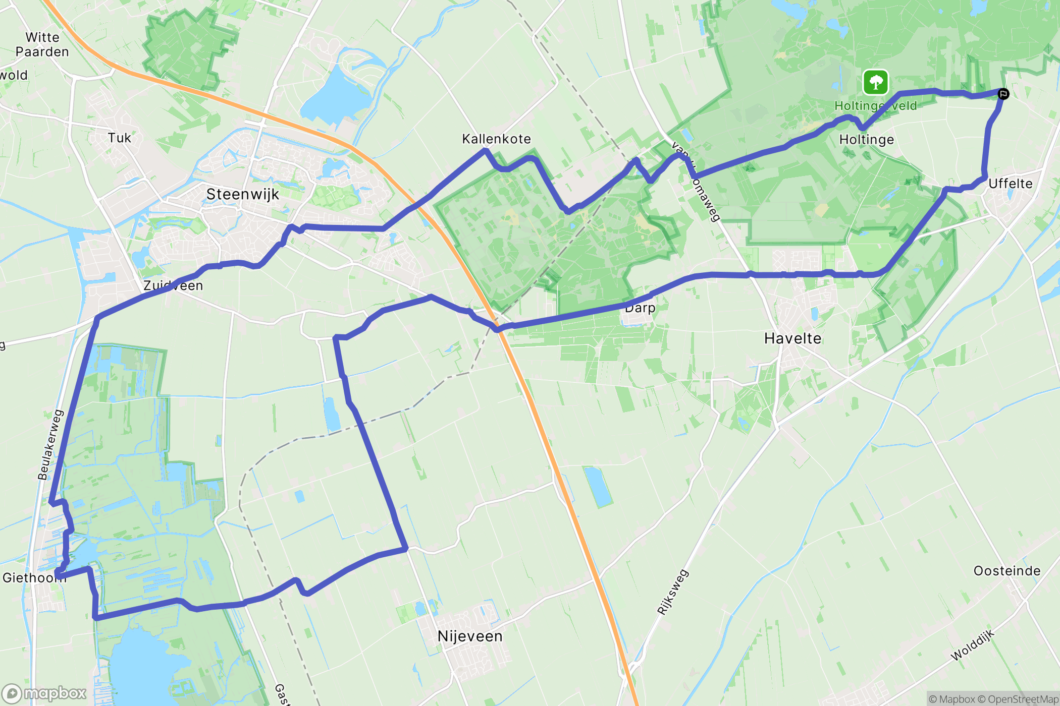 Uffelte: routekaart voor buitenactiviteiten - Netherlands