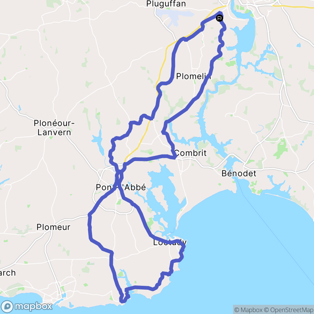 Quimper : carte du parcours de randonnée - France