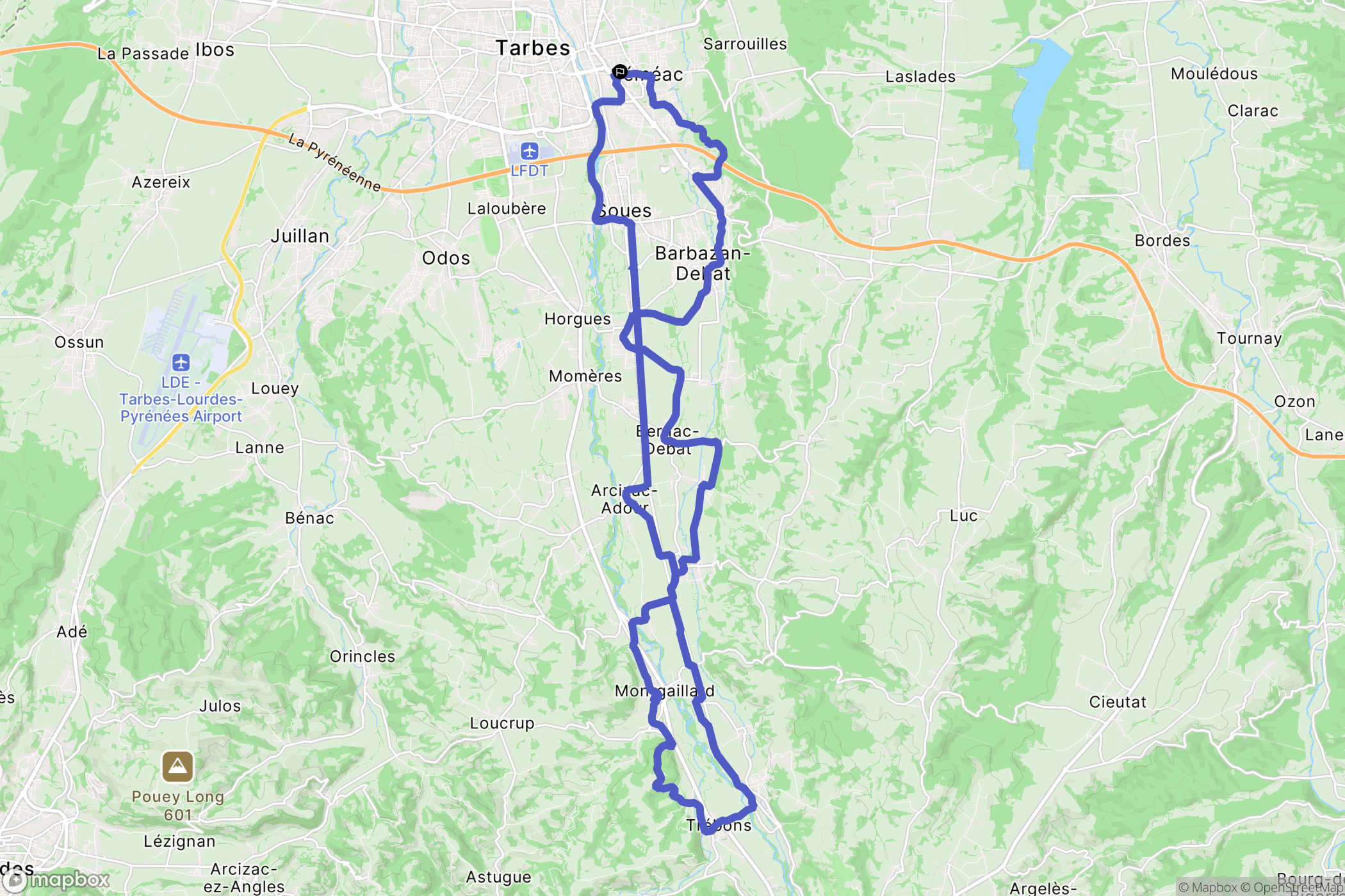Séméac : carte du parcours de randonnée - France
