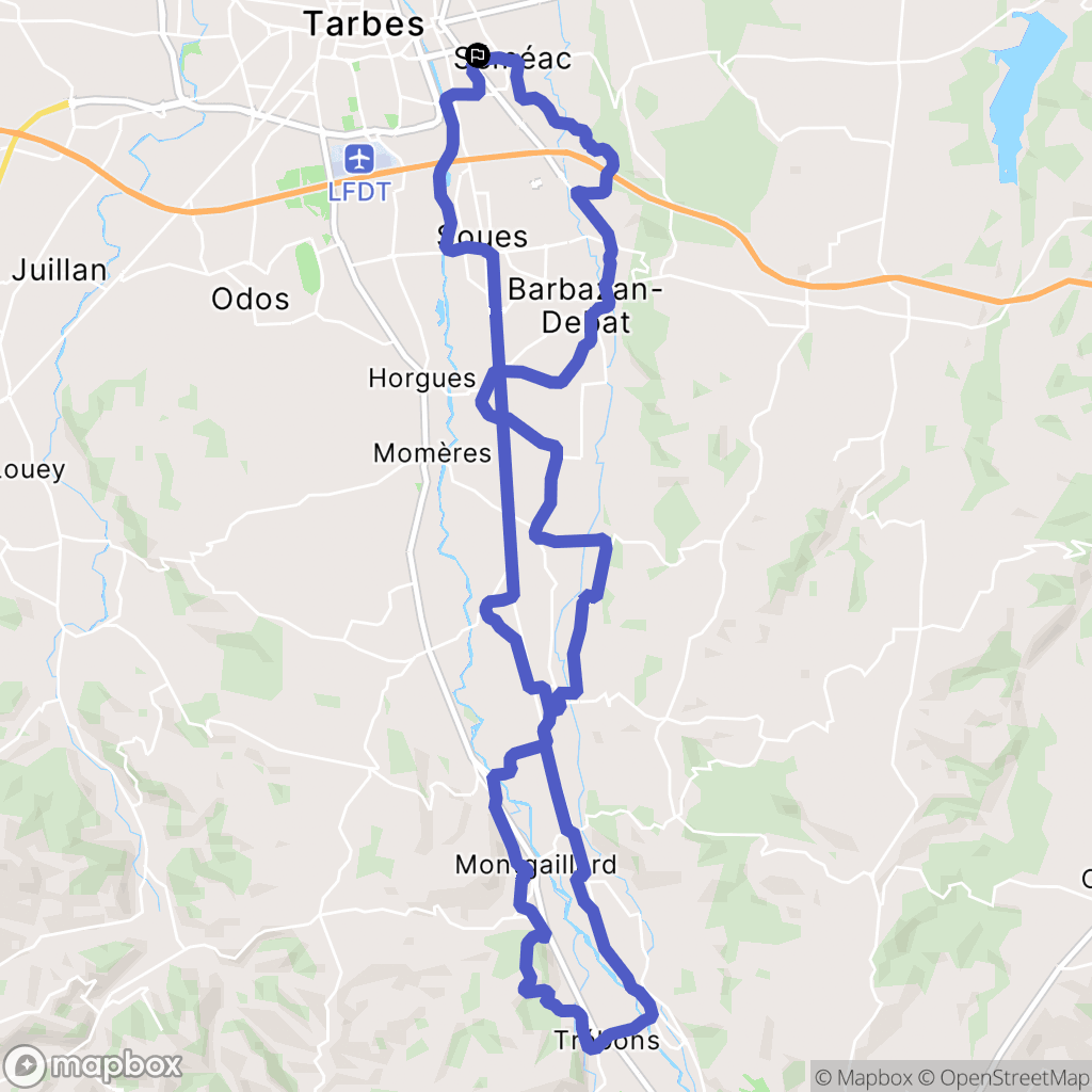 Séméac : carte du parcours de randonnée - France