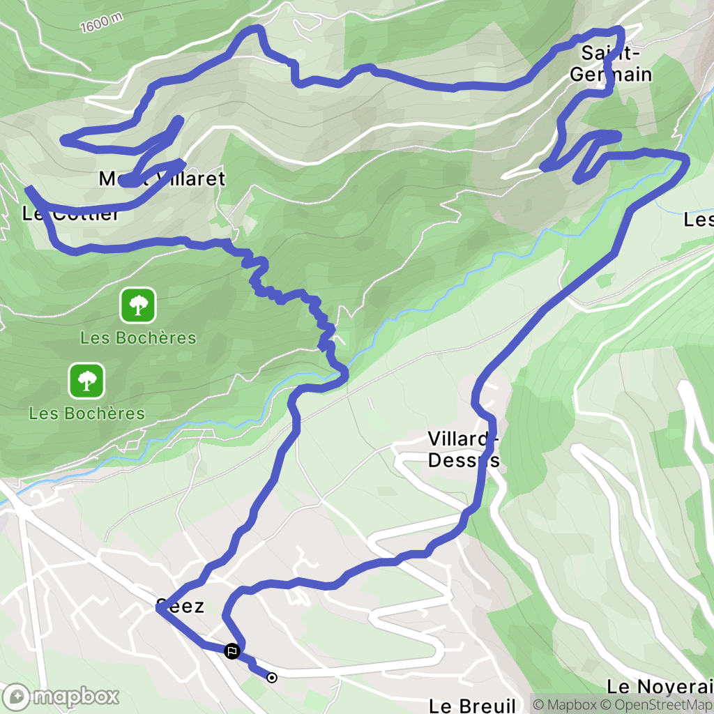 Séez : carte du parcours de randonnée - France