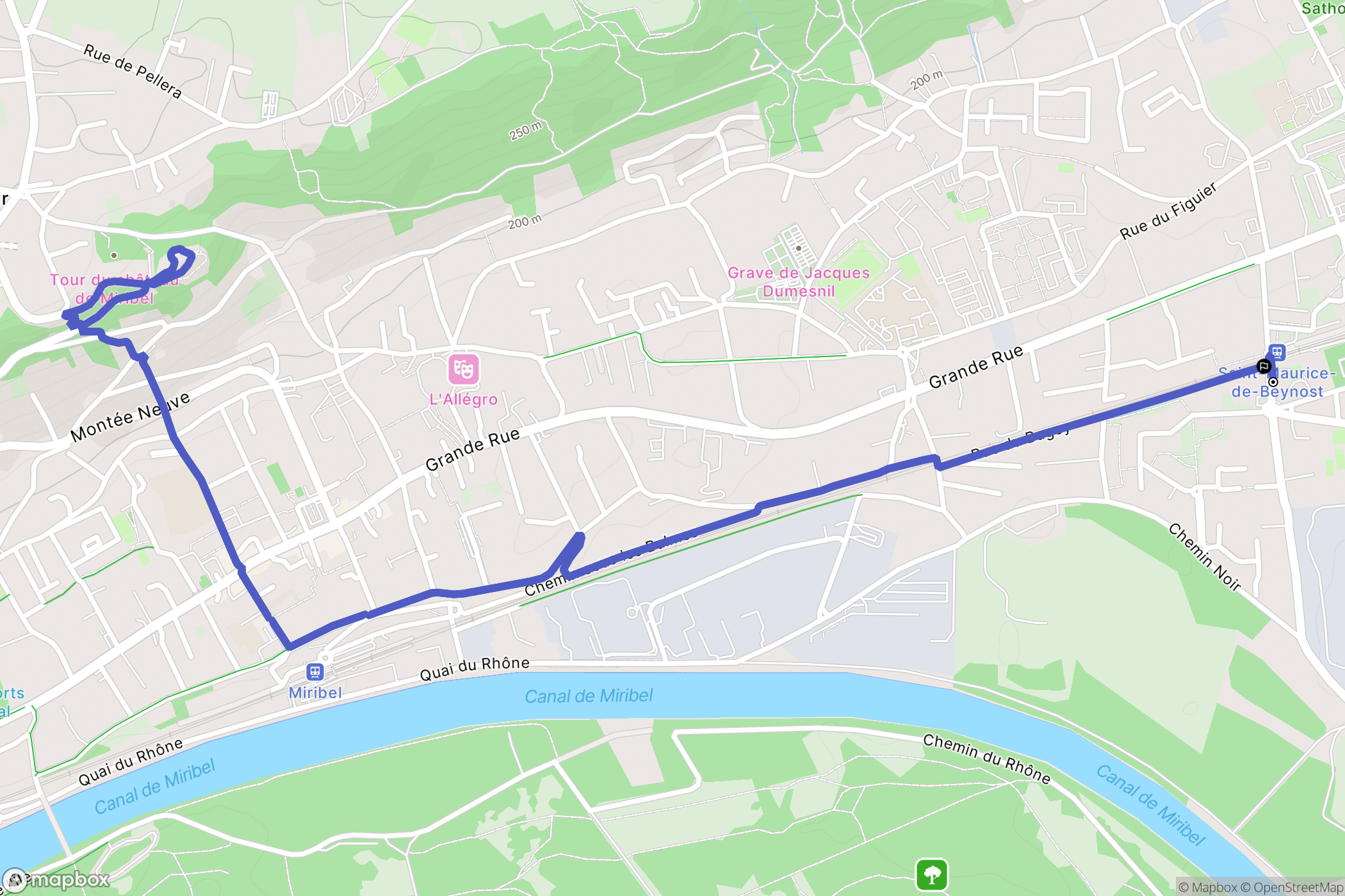 Saint-Maurice-de-Beynost : carte du parcours de randonnée - France