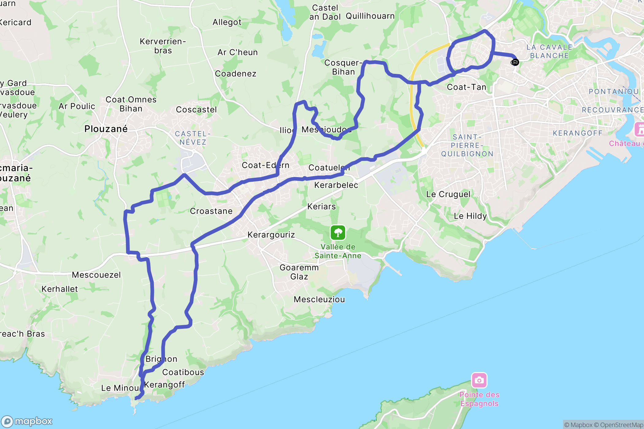 Brest : carte du parcours de randonnée - France