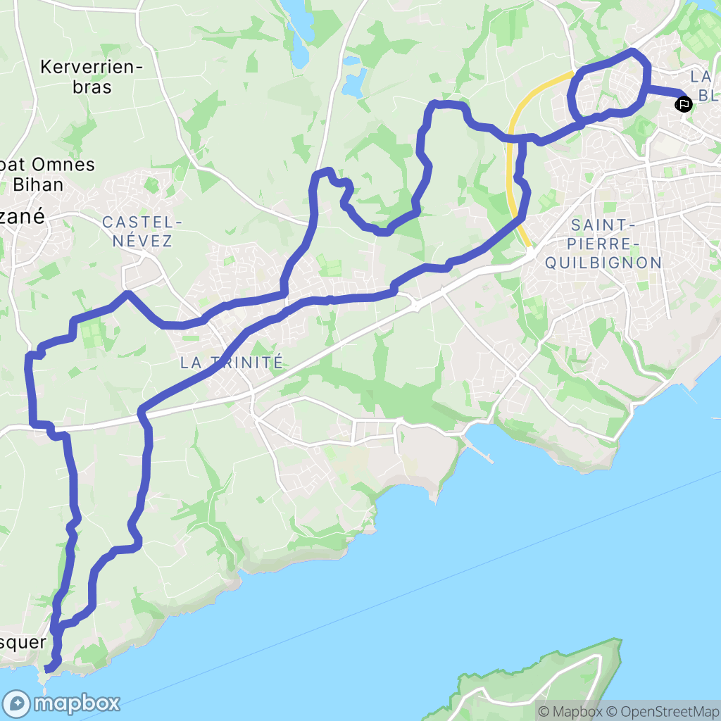 Brest : carte du parcours de randonnée - France