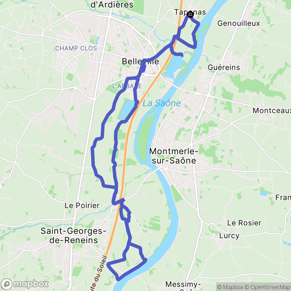 Taponas : carte du parcours de randonnée - France