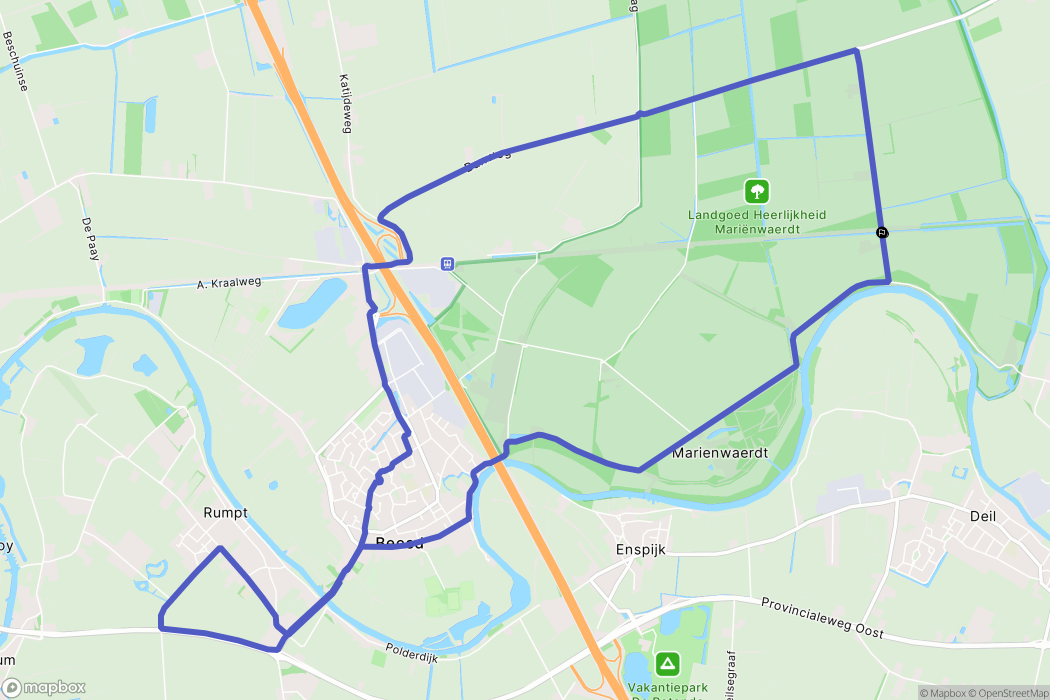 Beesd: routekaart voor buitenactiviteiten - Netherlands