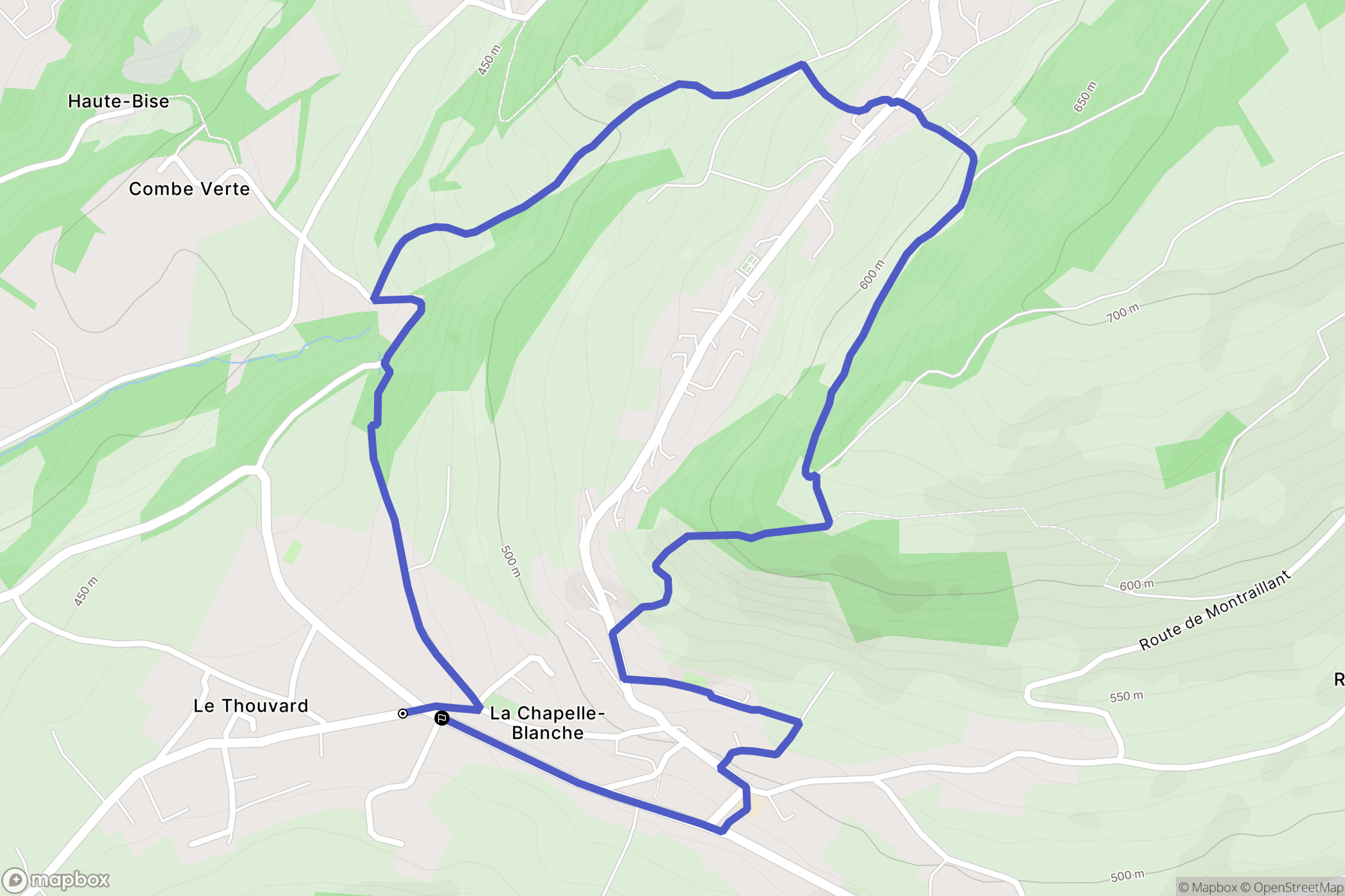 La Chapelle-Blanche : carte du parcours de randonnée - France
