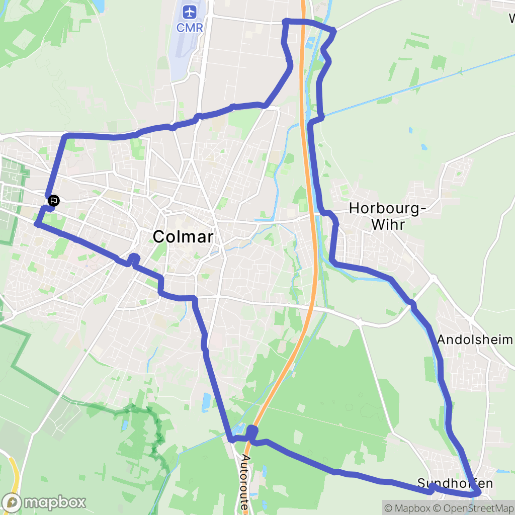 Colmar : carte du parcours de randonnée - France