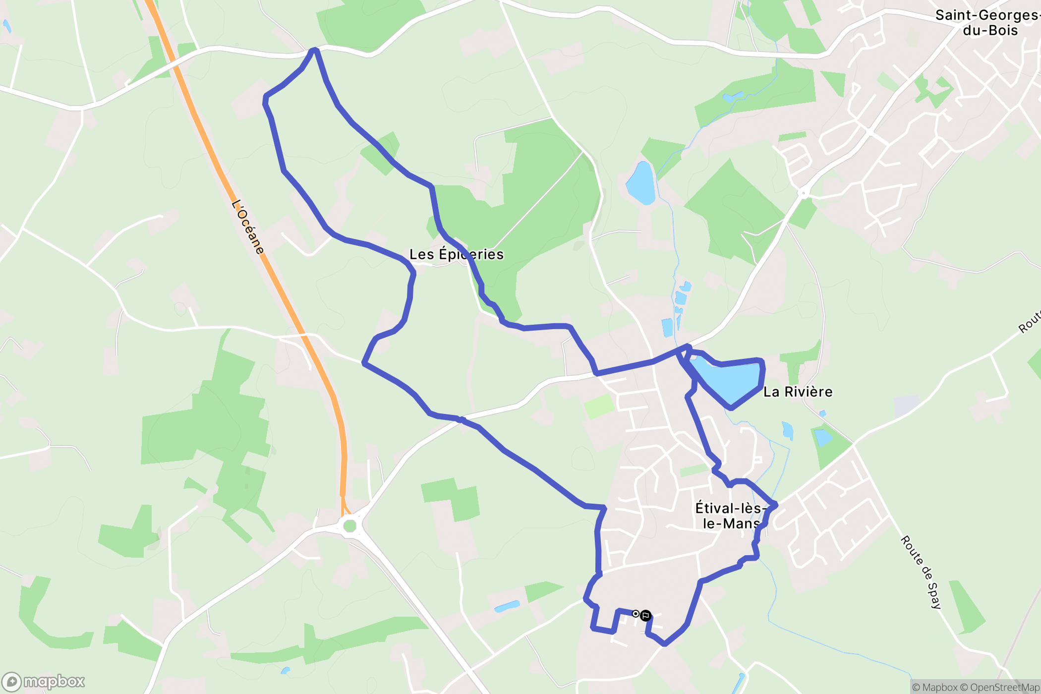 Étival-lès-le-Mans : carte du parcours de randonnée - France