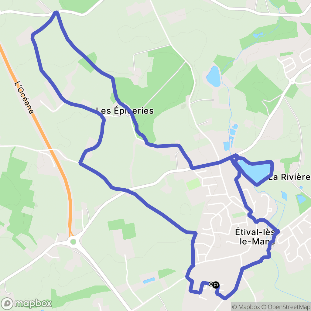 Étival-lès-le-Mans : carte du parcours de randonnée - France