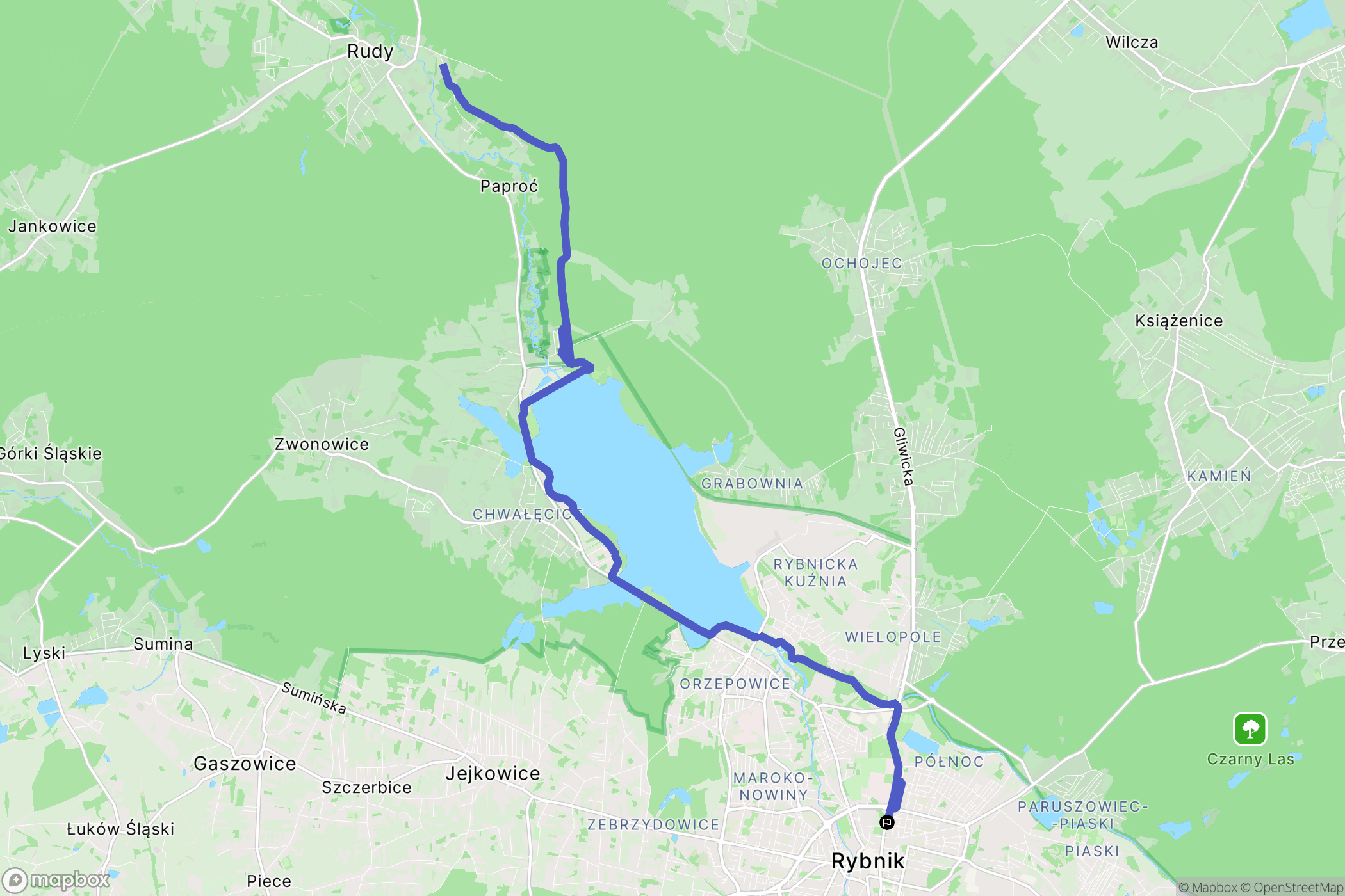 Rybnik: mapa trasy - Poland
