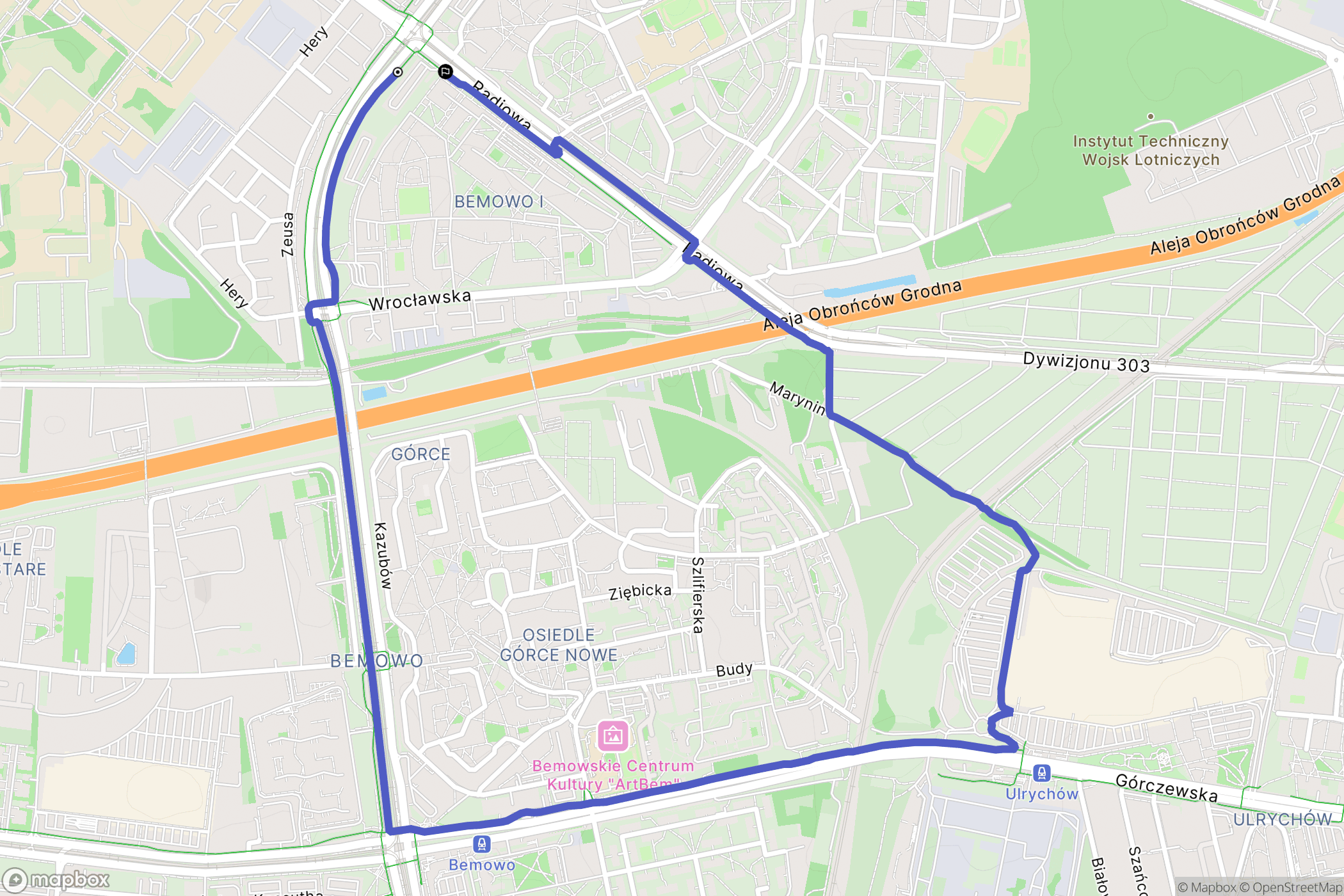 Warszawa: mapa trasy - Poland
