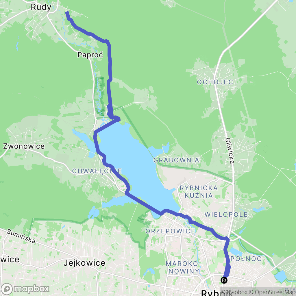 Rybnik: mapa trasy - Poland