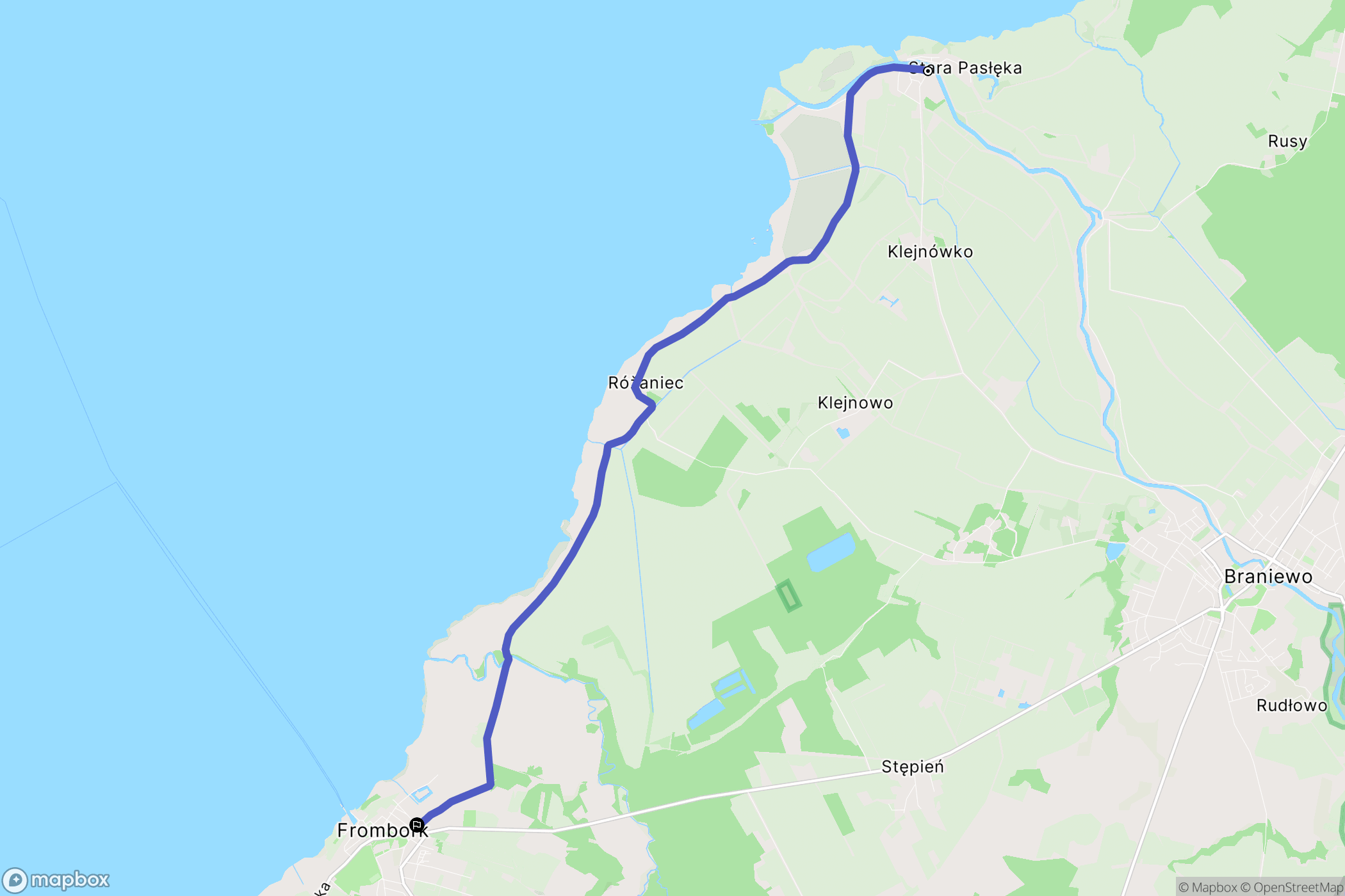 Nowa Pasłęka: mapa trasy - Poland