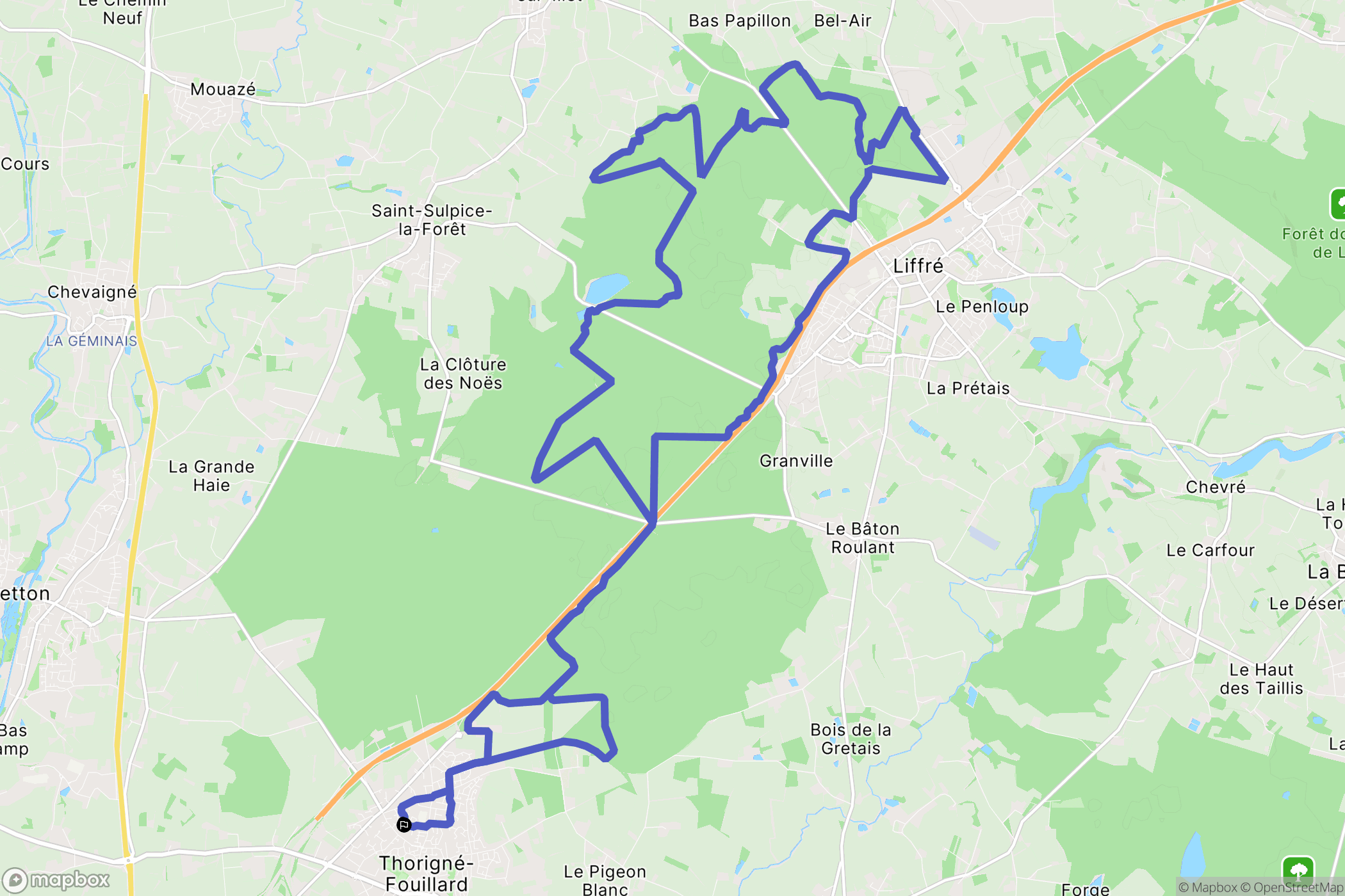 Thorigné-Fouillard : carte du parcours de randonnée - France