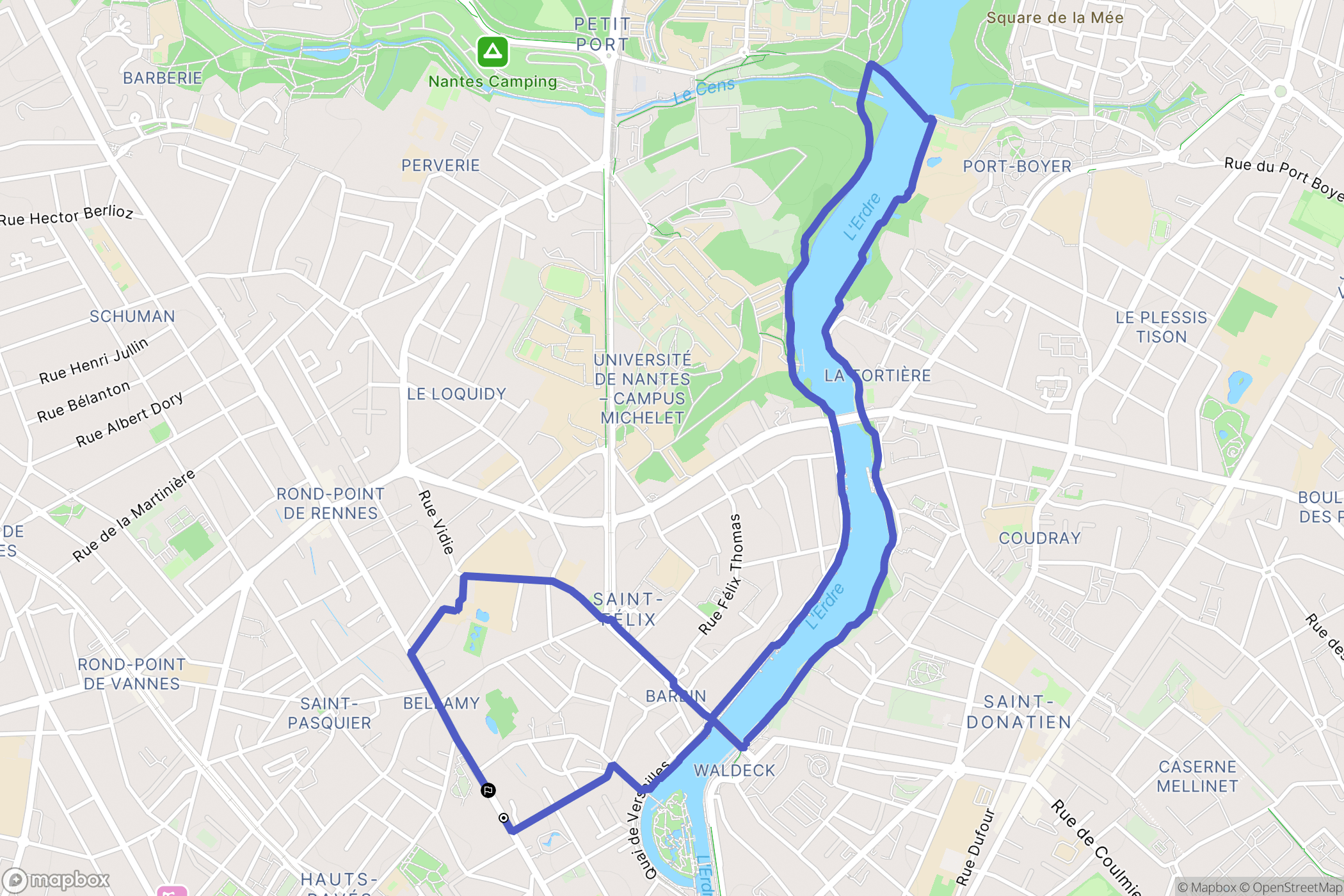Nantes : carte du parcours de randonnée - France