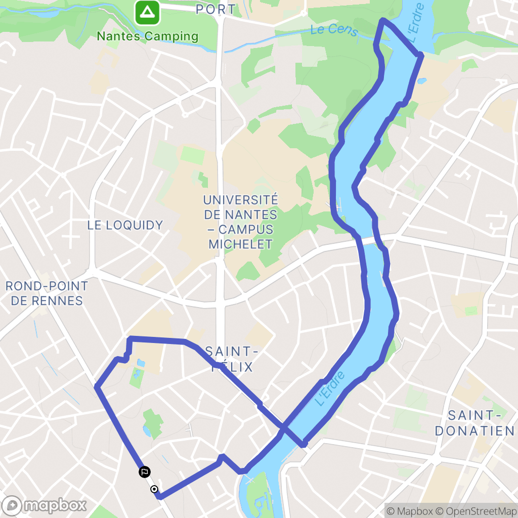Nantes : carte du parcours de randonnée - France