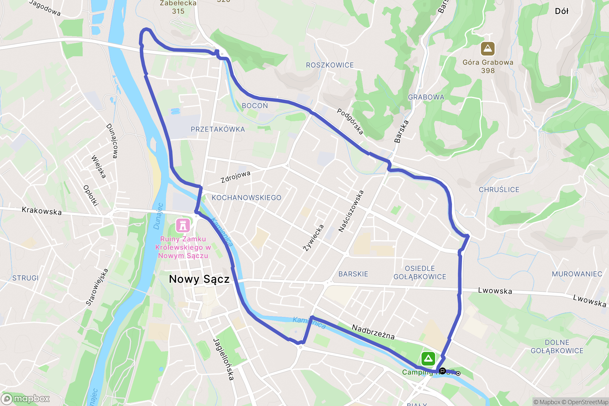 Nowy Sącz: mapa trasy - Poland