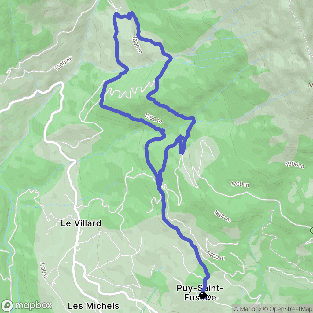 Puy-Saint-Eusèbe : carte du parcours de randonnée - France