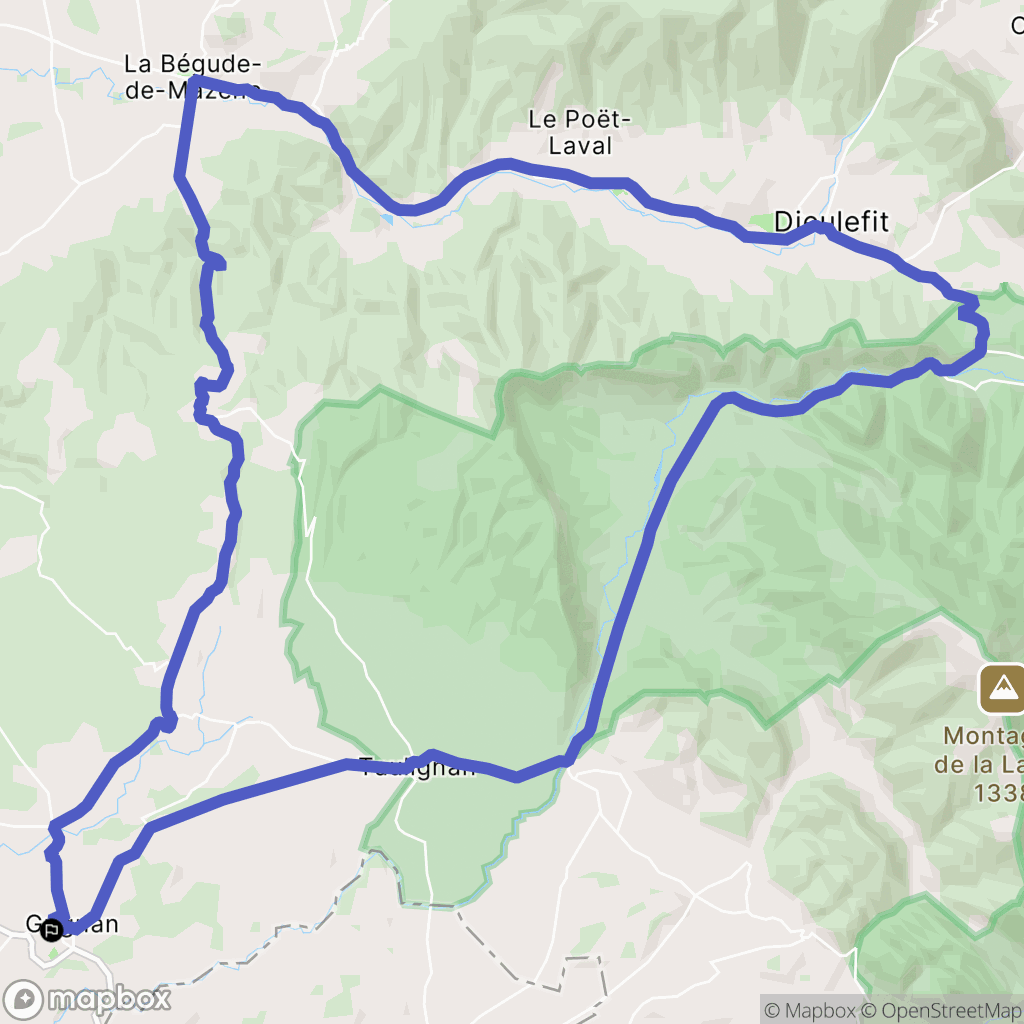 Grignan : carte du parcours de randonnée - France
