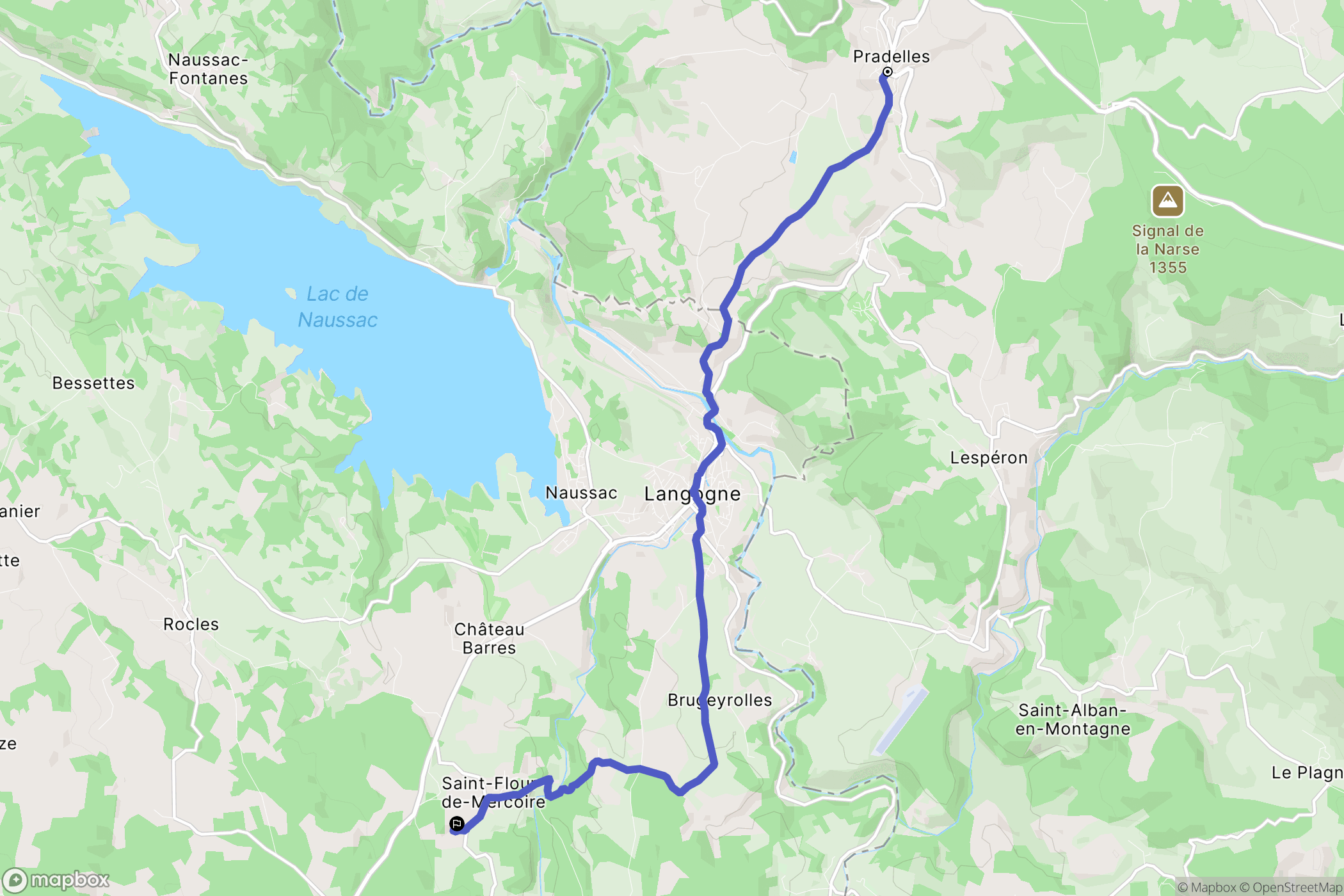 Pradelles : carte du parcours de randonnée - France