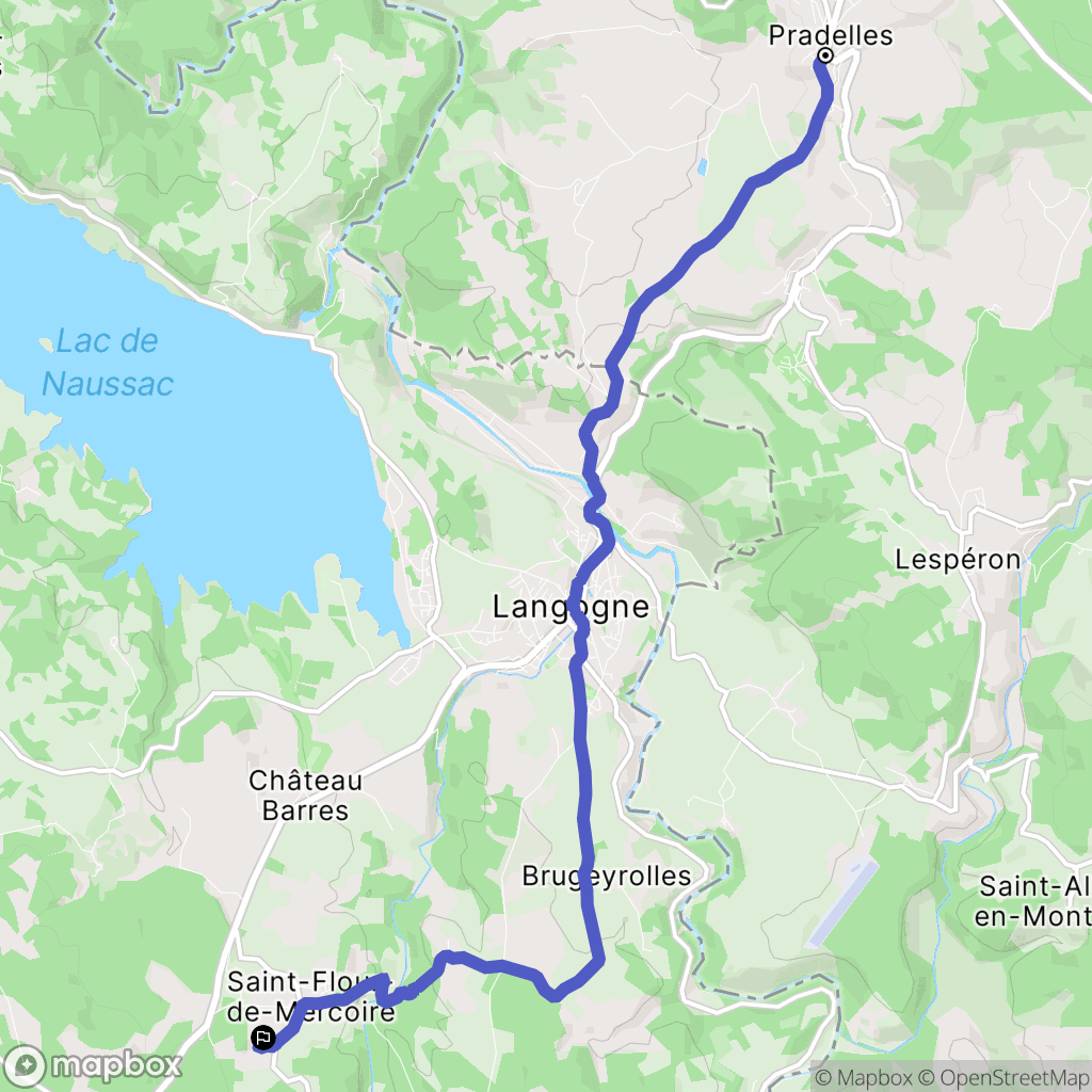 Pradelles : carte du parcours de randonnée - France