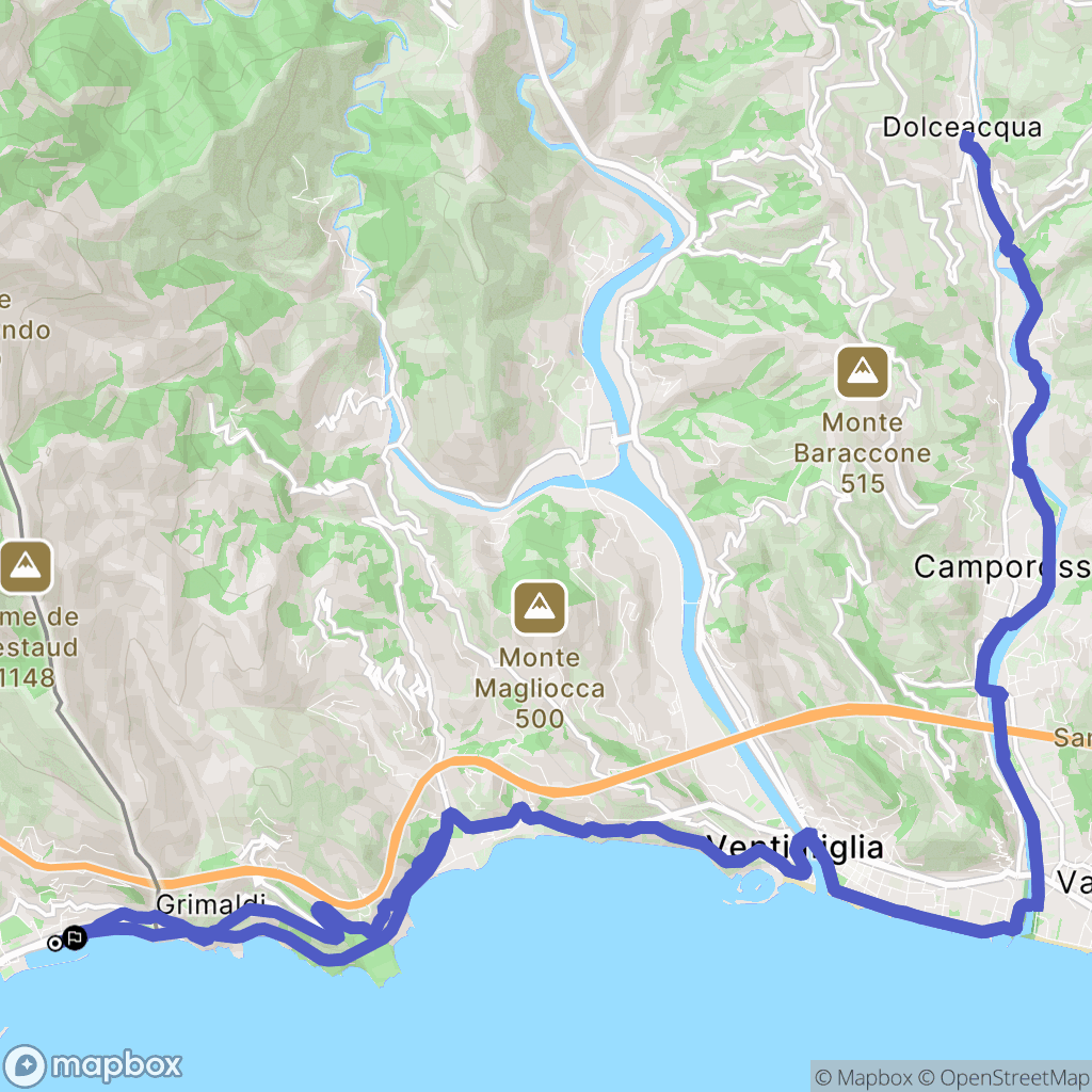 Menton : carte du parcours de randonnée - France