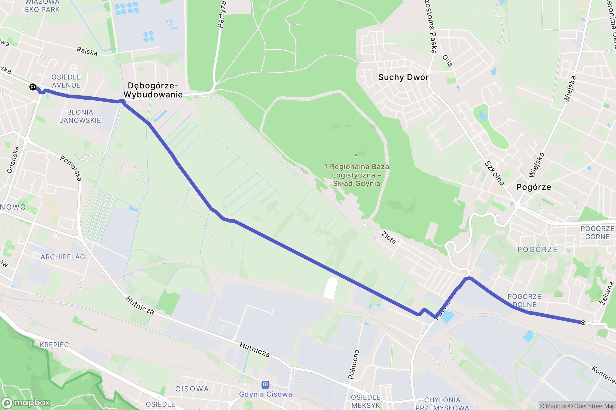 Gdynia: mapa trasy - Poland