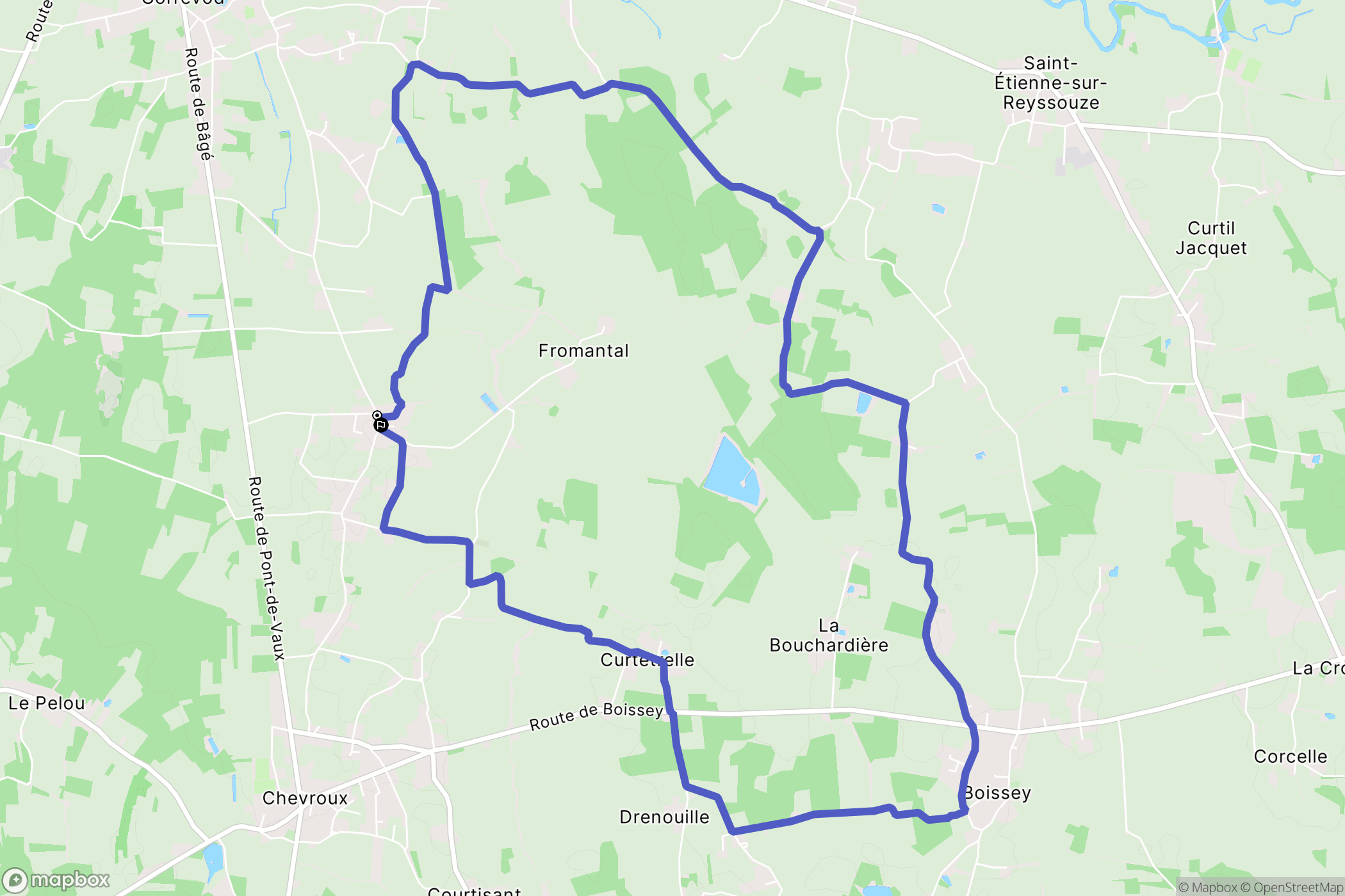 Chevroux : carte du parcours de randonnée - France