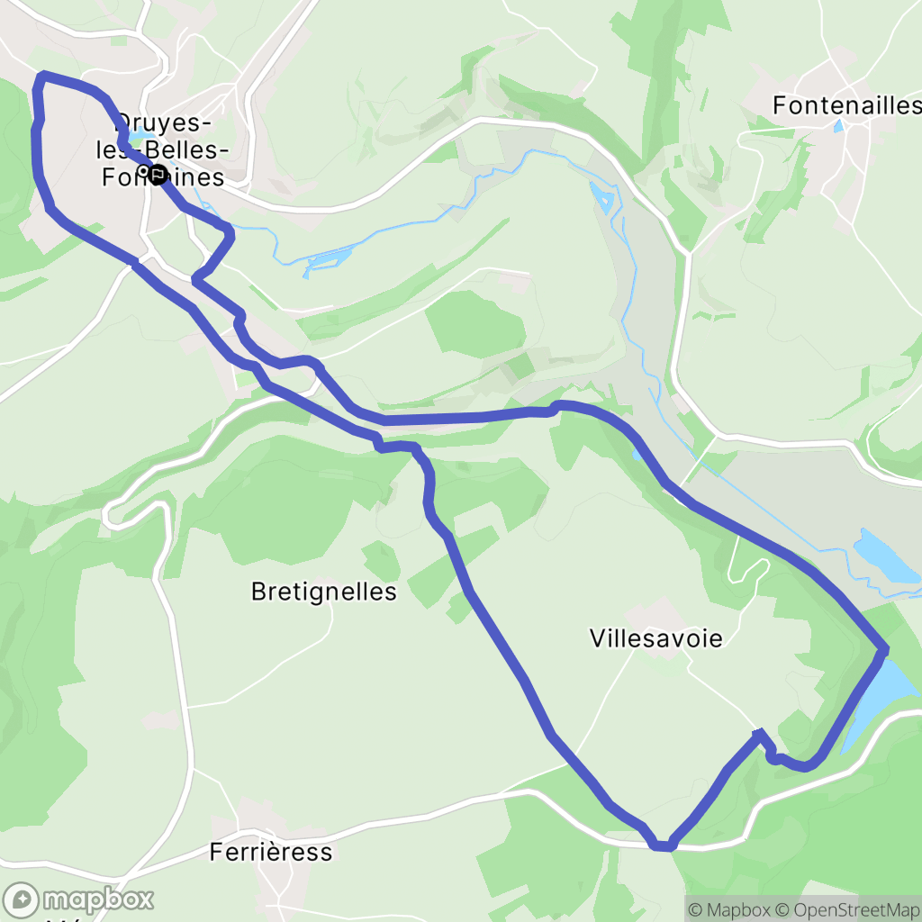 Druyes-les-Belles-Fontaines : carte du parcours de randonnée - France