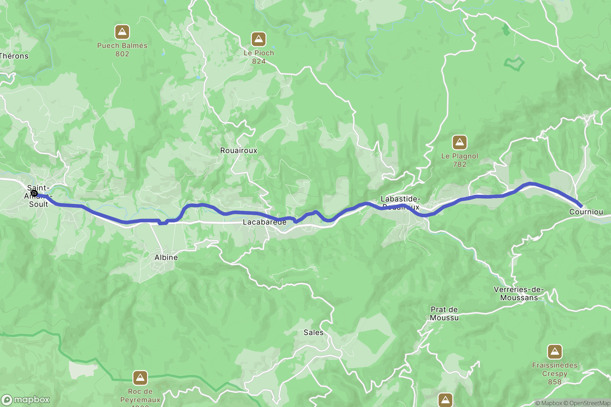 Saint-Amans-Soult : carte du parcours de randonnée - France