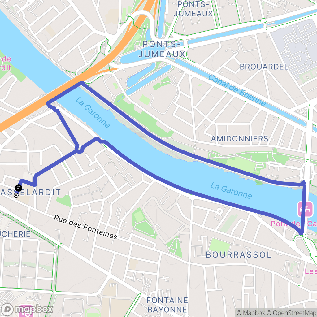Toulouse : carte du parcours de randonnée - France