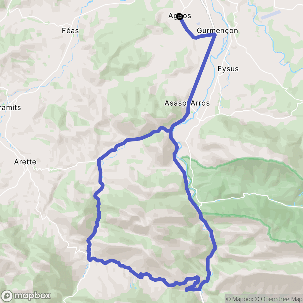 Agnos : carte du parcours de randonnée - France