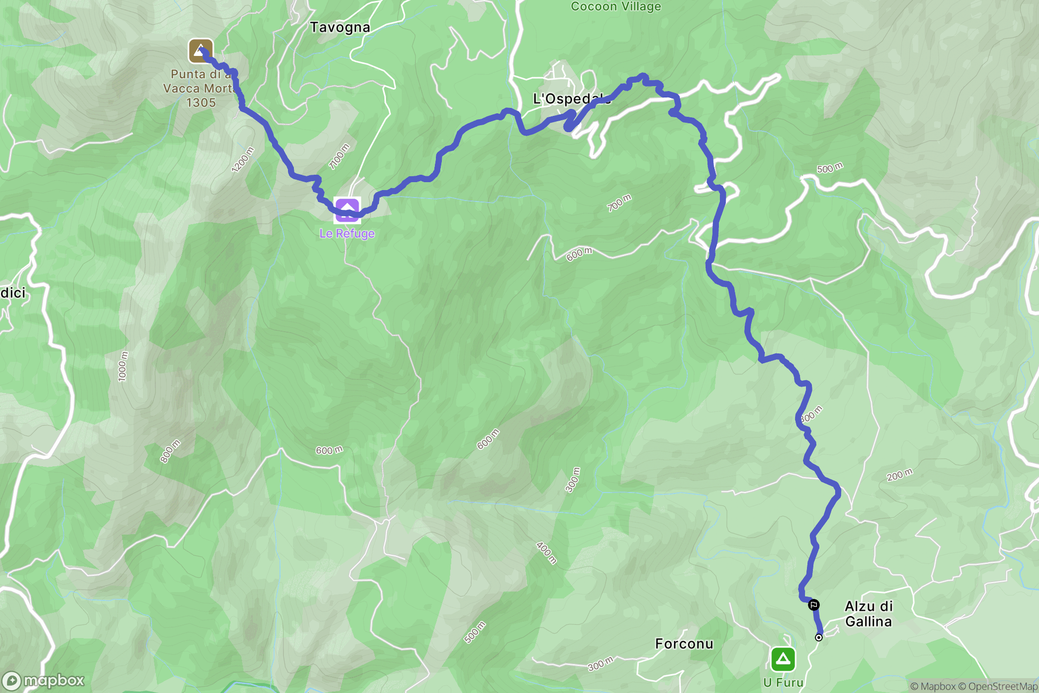 Porto-Vecchio : carte du parcours de randonnée - France
