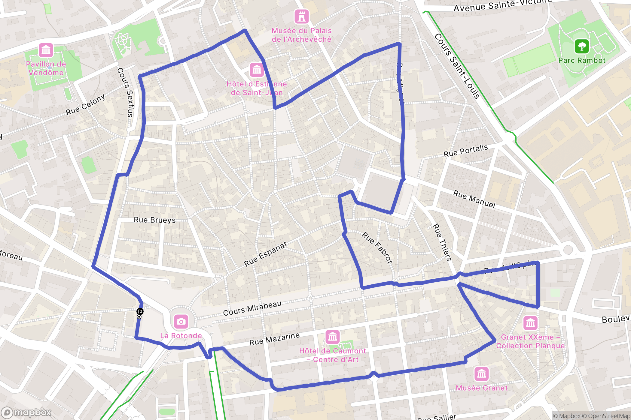 Aix-en-Provence : carte du parcours de randonnée - France