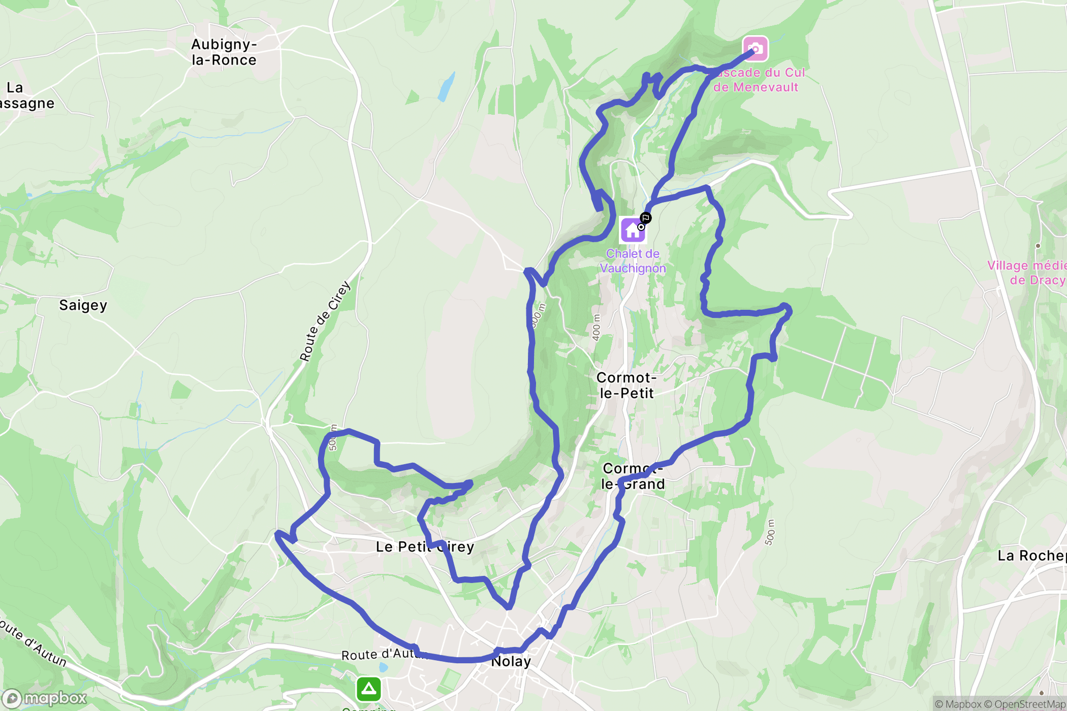 Cormot-Vauchignon : carte du parcours de randonnée - France