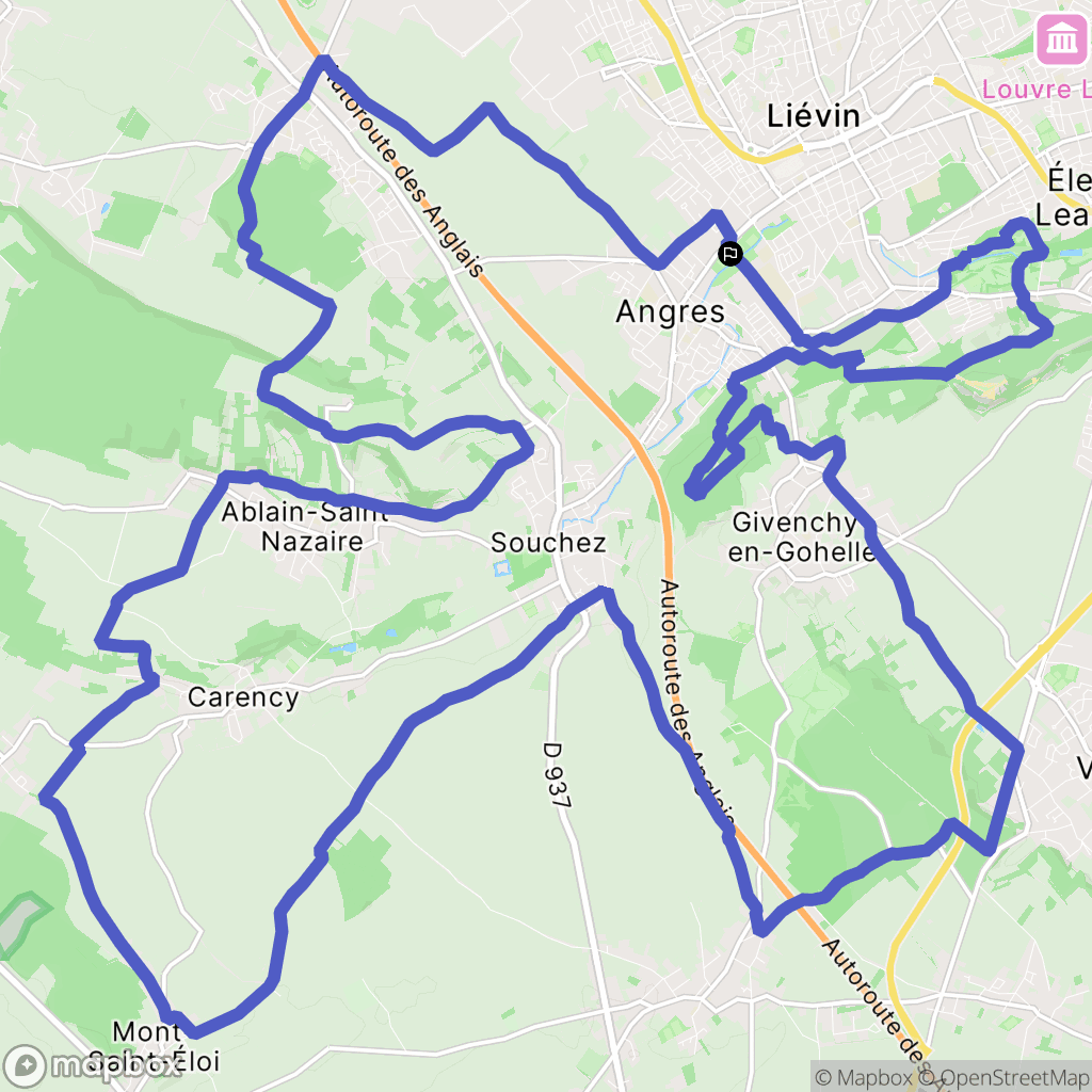 Liévin : carte du parcours de randonnée - France