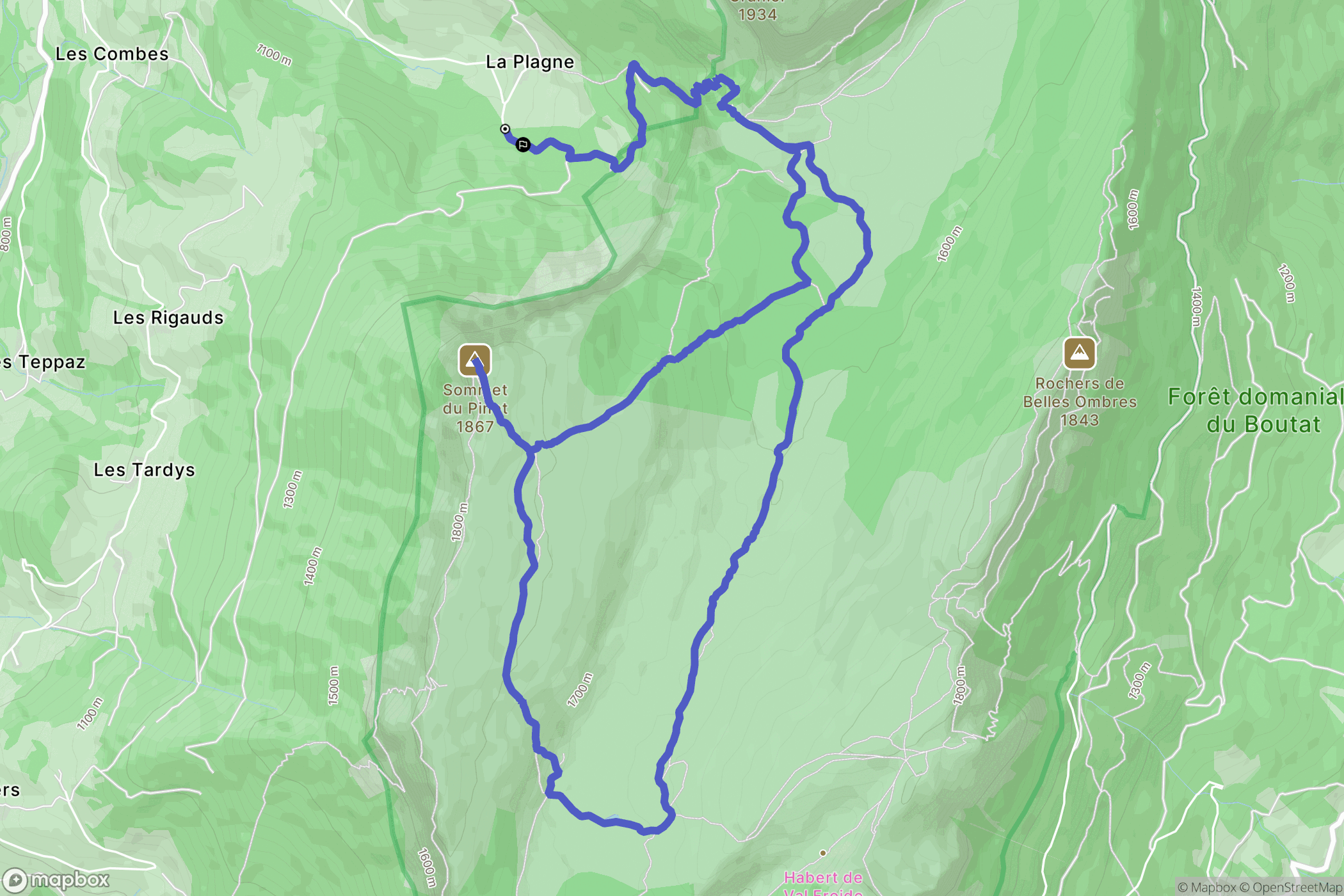 Entremont-le-Vieux : carte du parcours de randonnée - France
